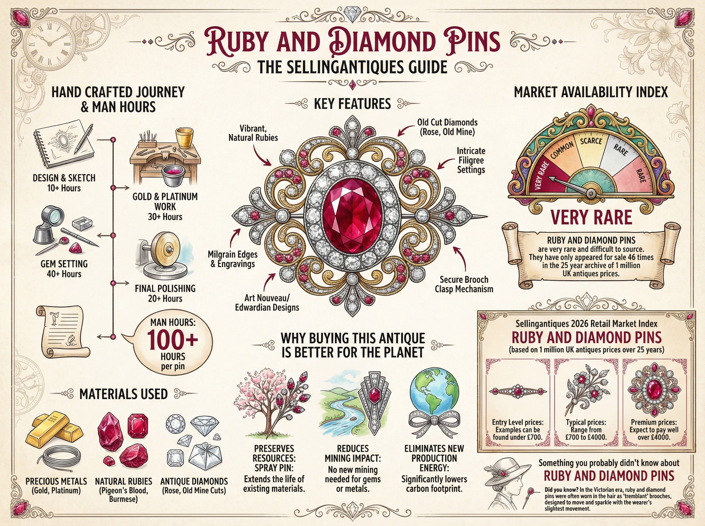 Ruby And Diamond Pins Guide Infographic