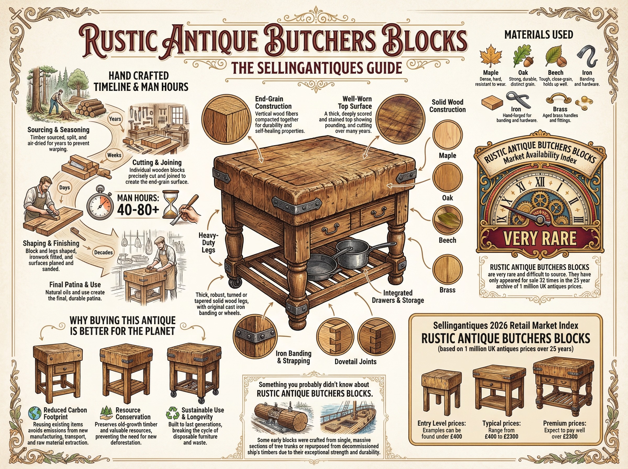 Rustic Antique Butchers Blocks Guide Infographic