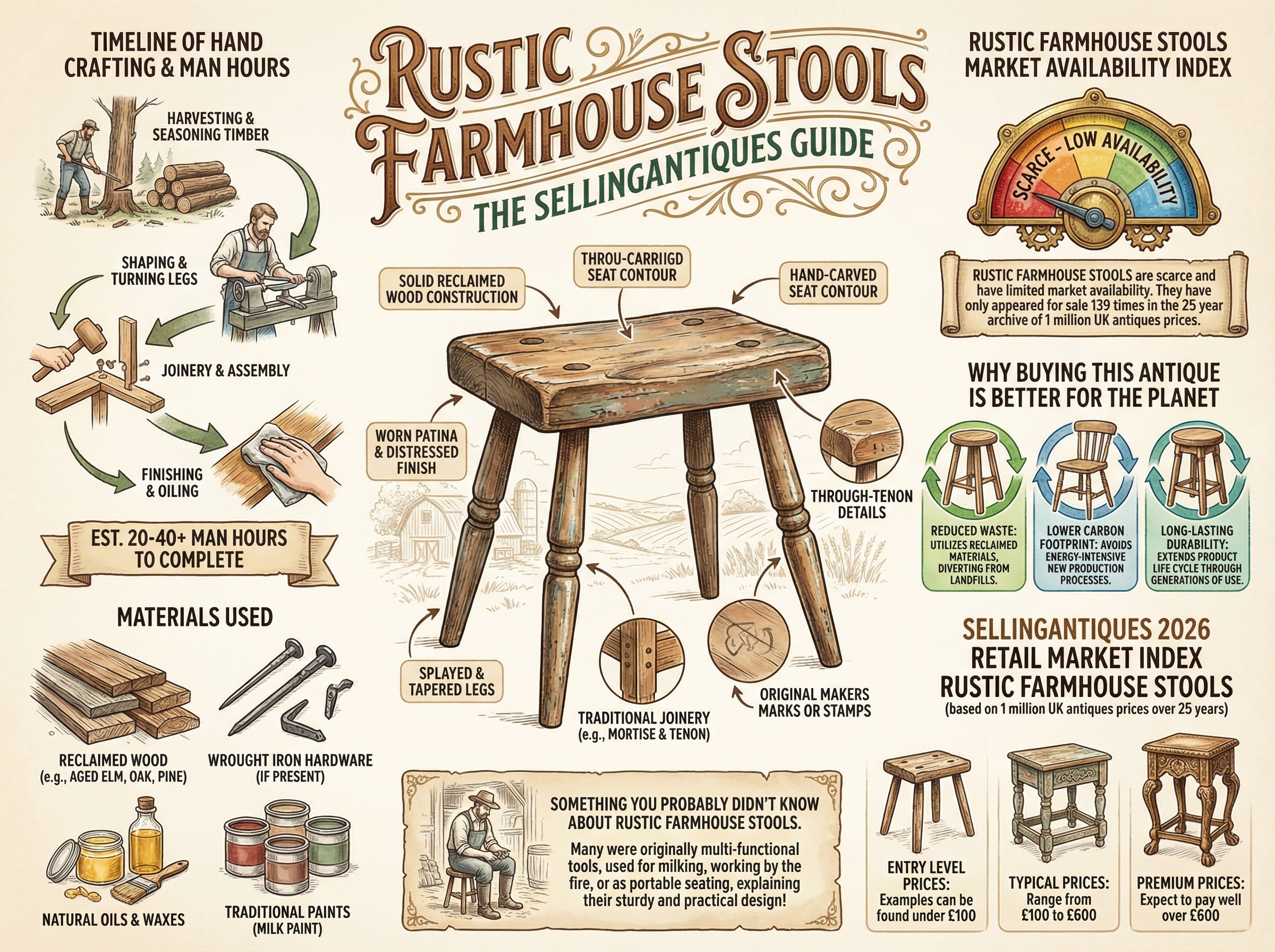 Rustic Farmhouse Stools Guide Infographic