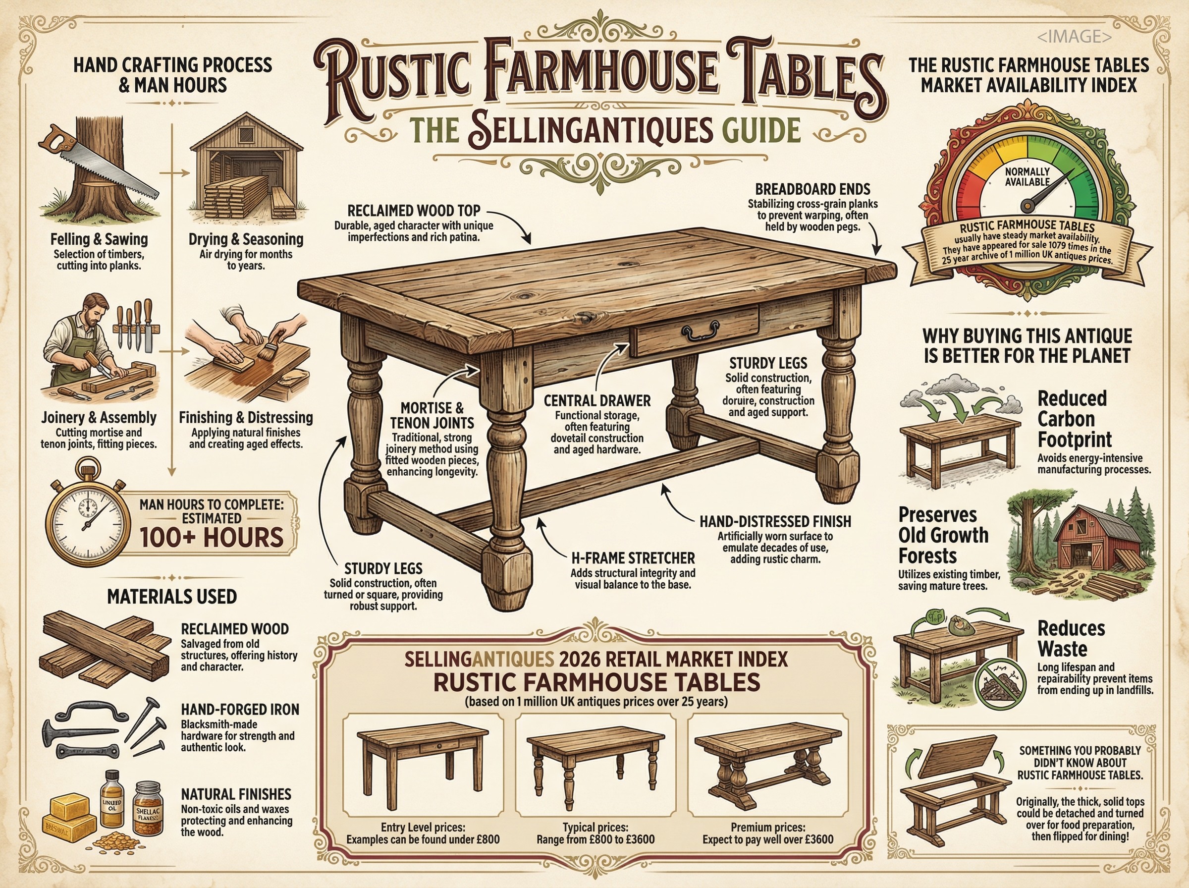 Rustic Farmhouse Tables Guide Infographic