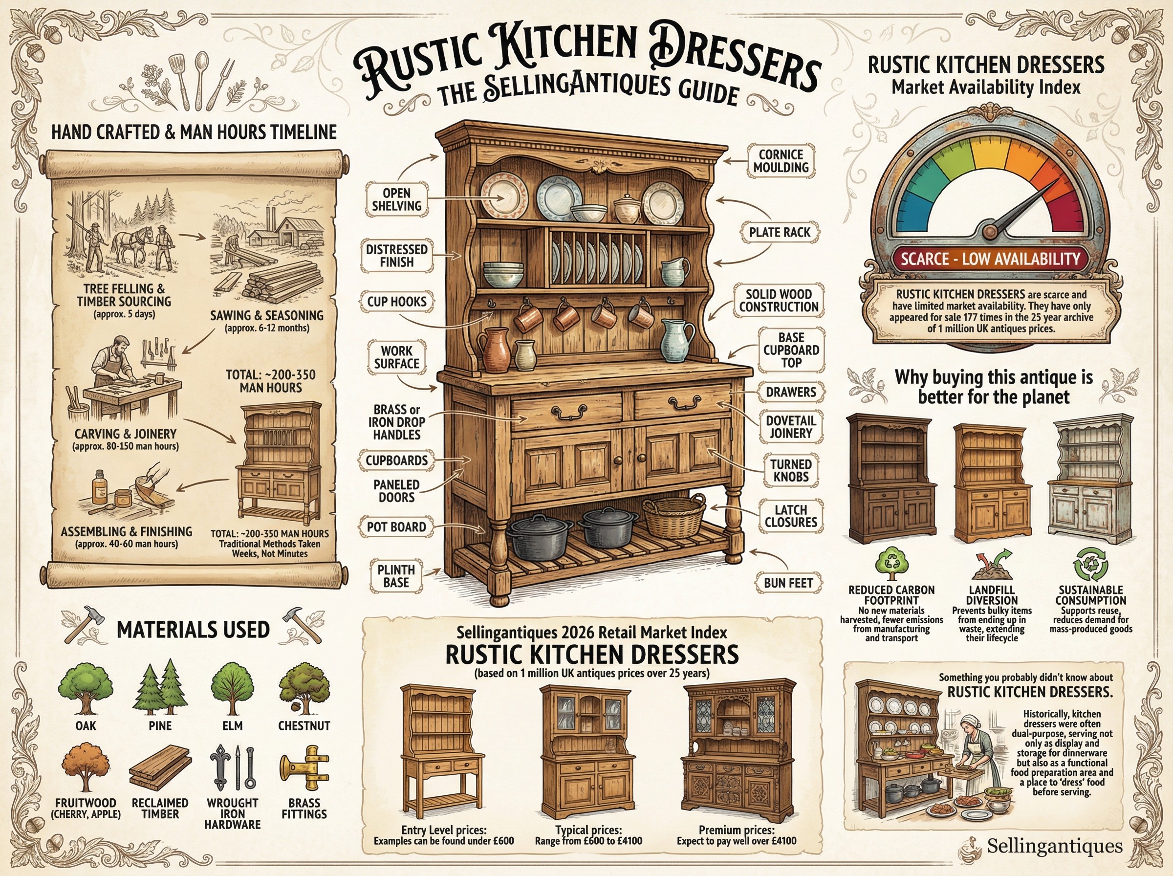 Rustic Kitchen Dressers Guide Infographic