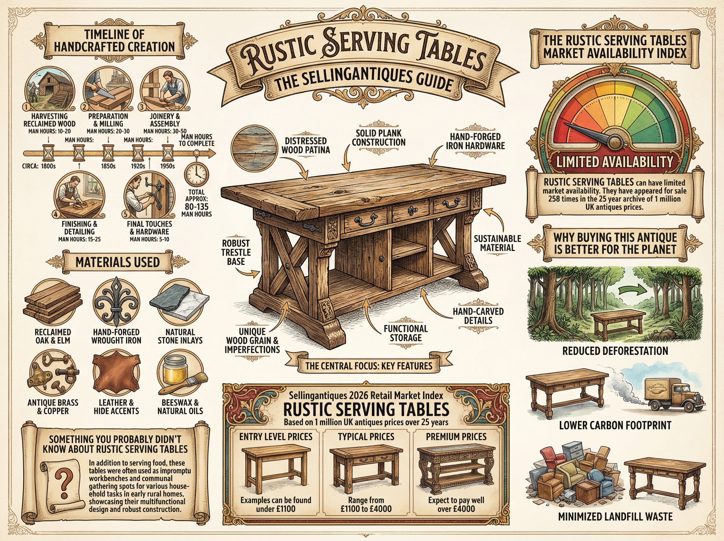 Rustic Serving Tables Guide Infographic