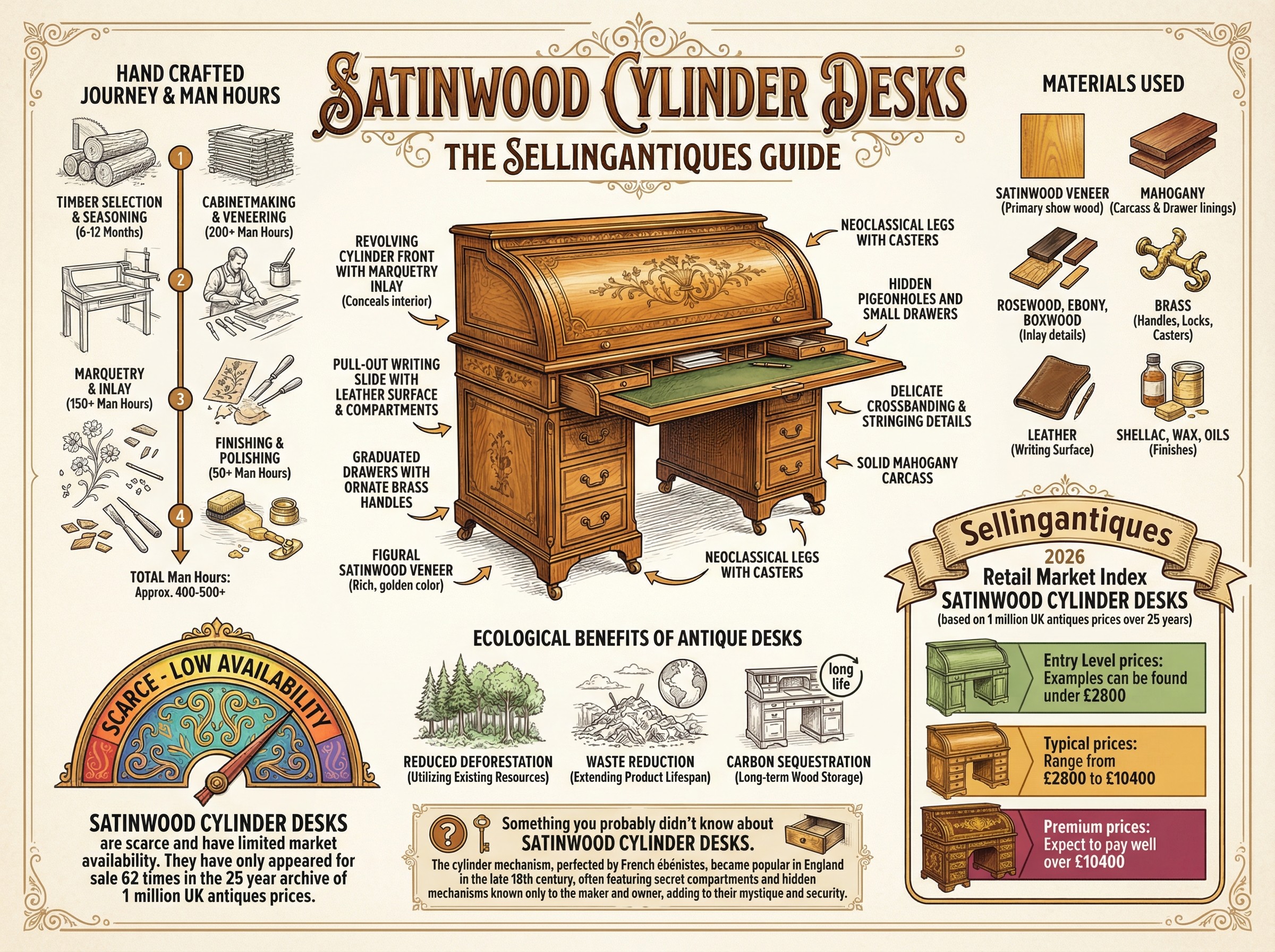 Satinwood Cylinder Desks Guide Infographic