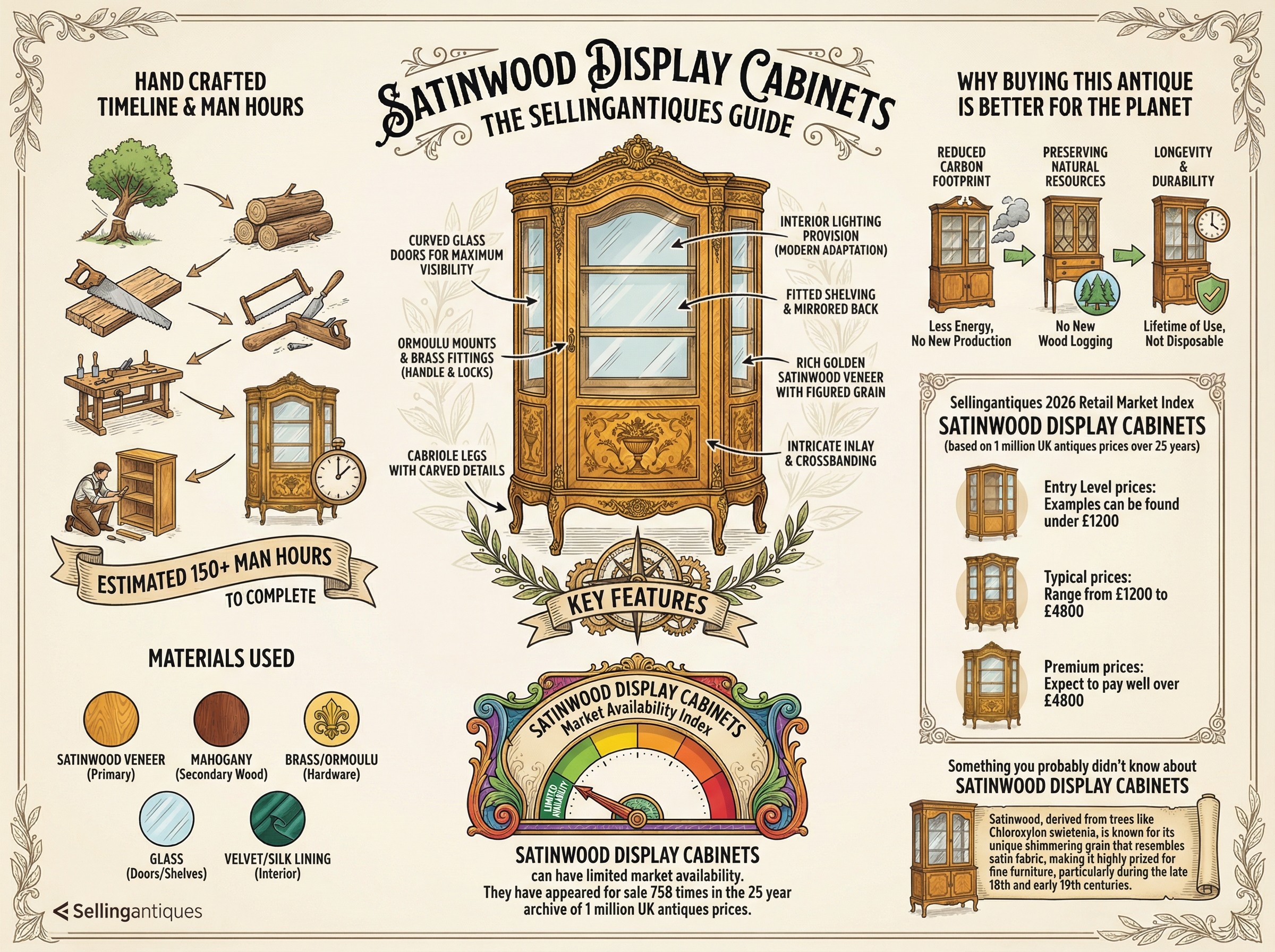 Satinwood Display Cabinets Guide Infographic
