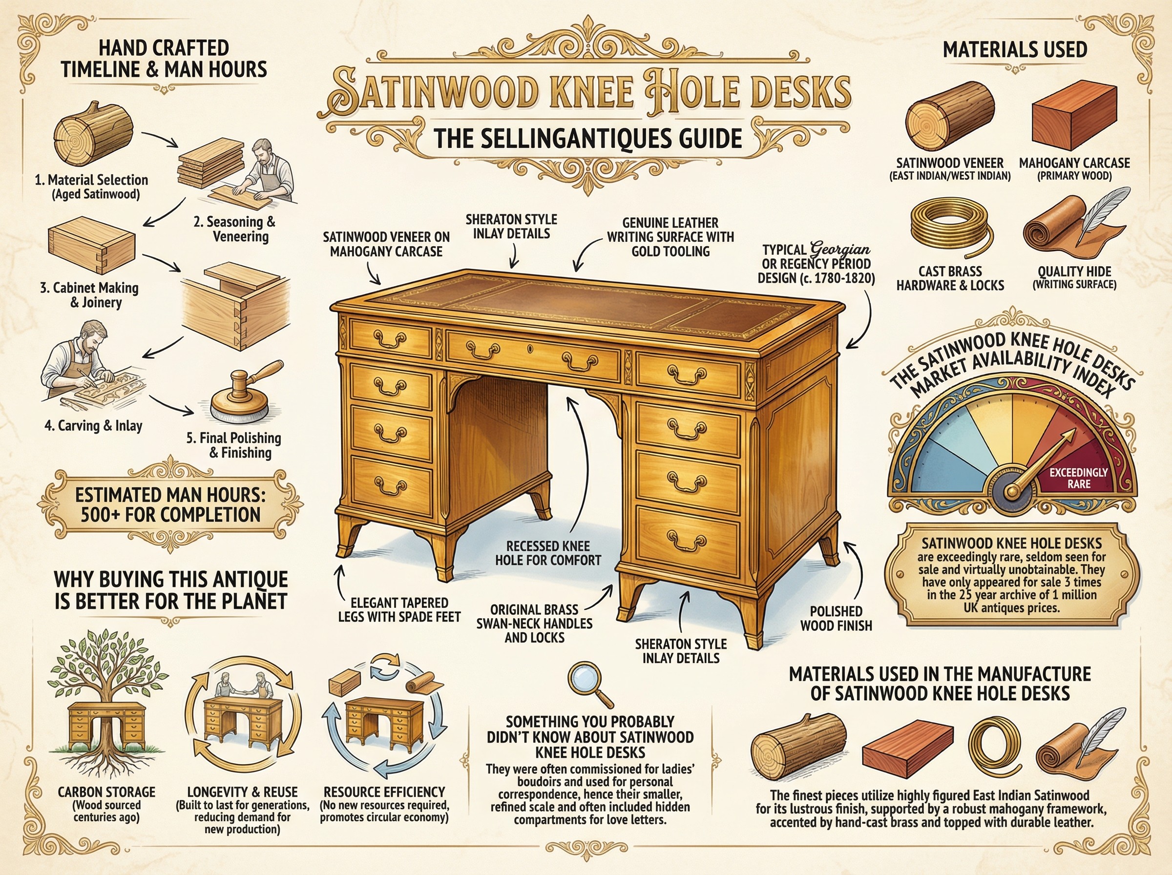 Satinwood Knee Hole Desks Guide Infographic