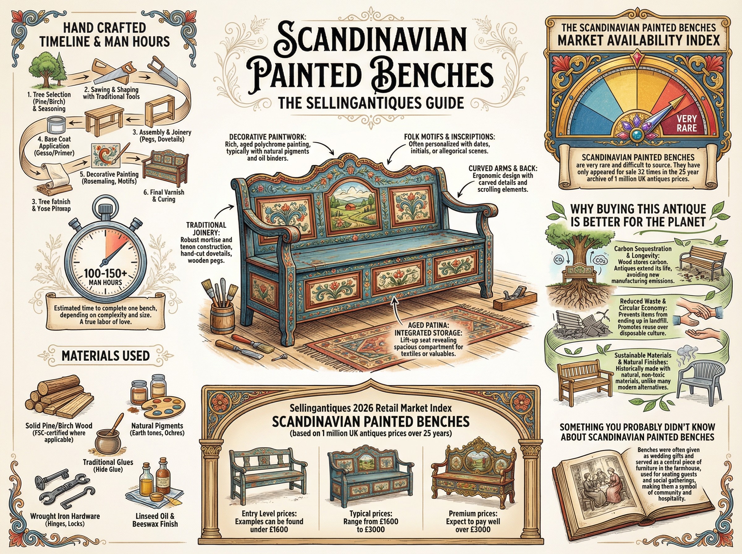 Scandinavian Painted Benches Guide Infographic