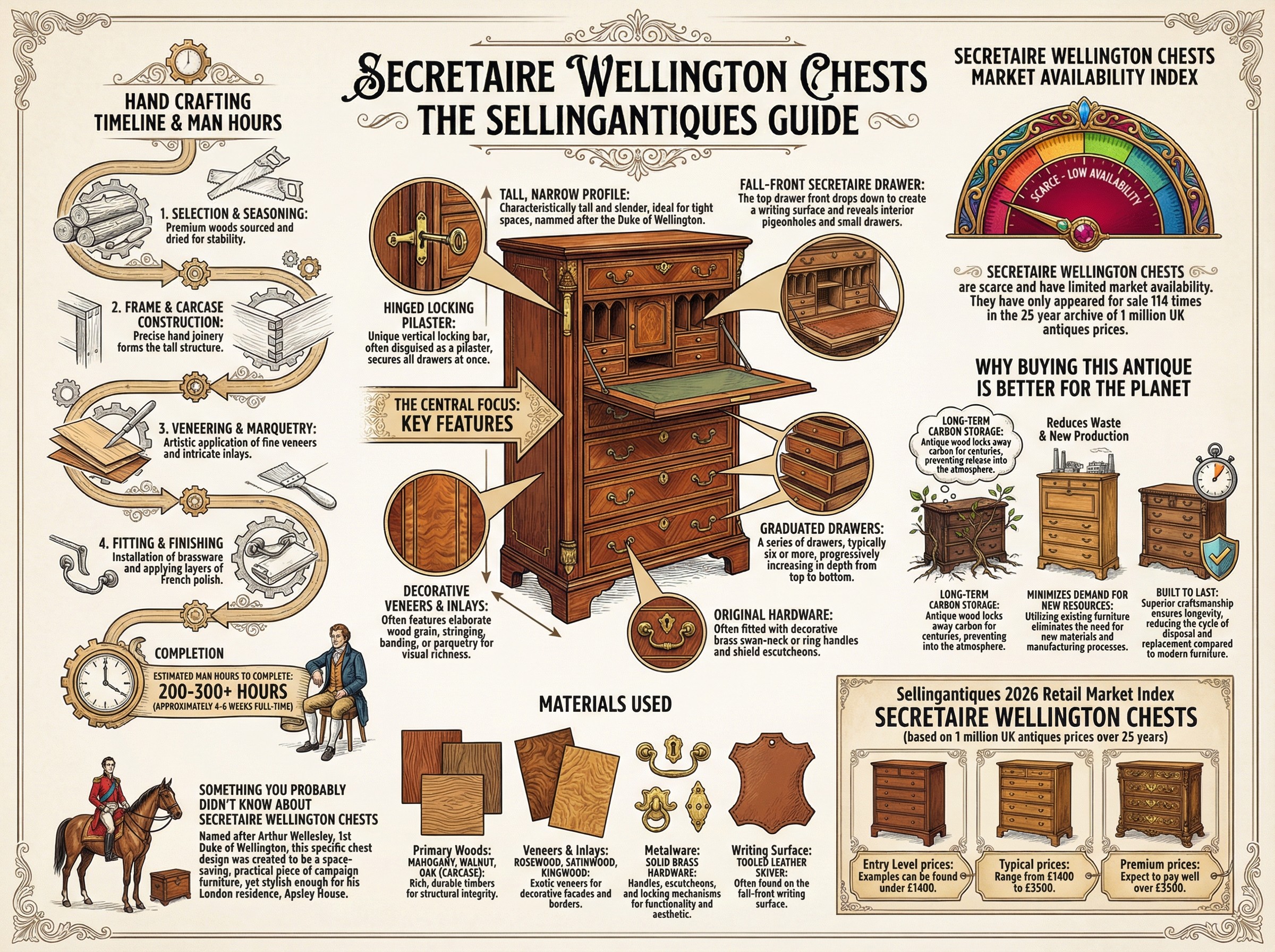 Secretaire Wellington Chests Guide Infographic
