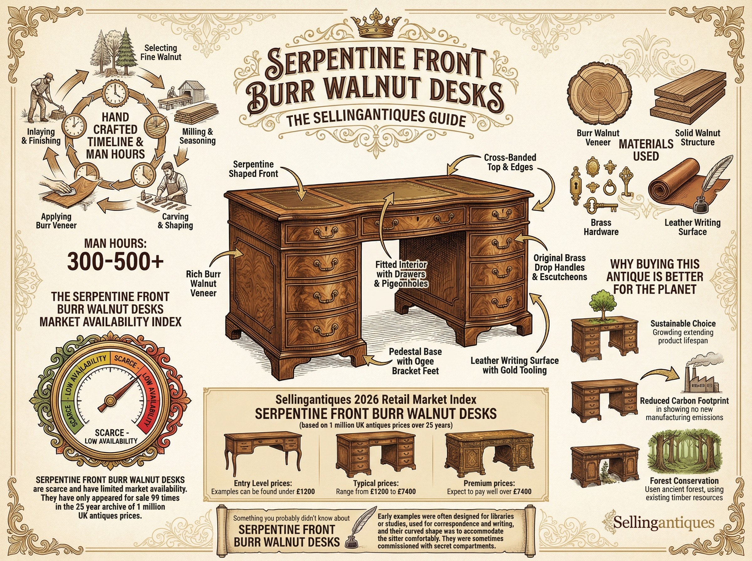 Serpentine Front Burr Walnut Desks Guide Infographic