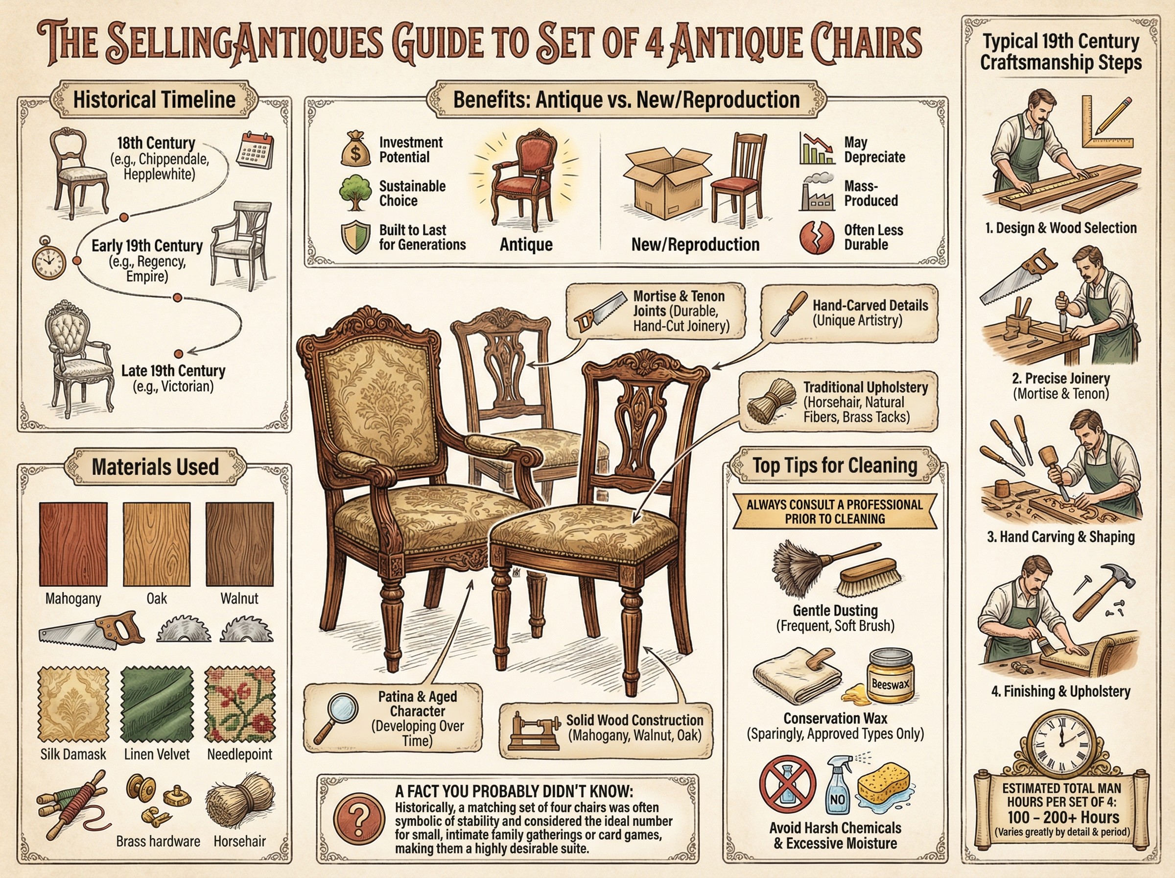 Set Of 4 Antique Chairs Guide Infographic