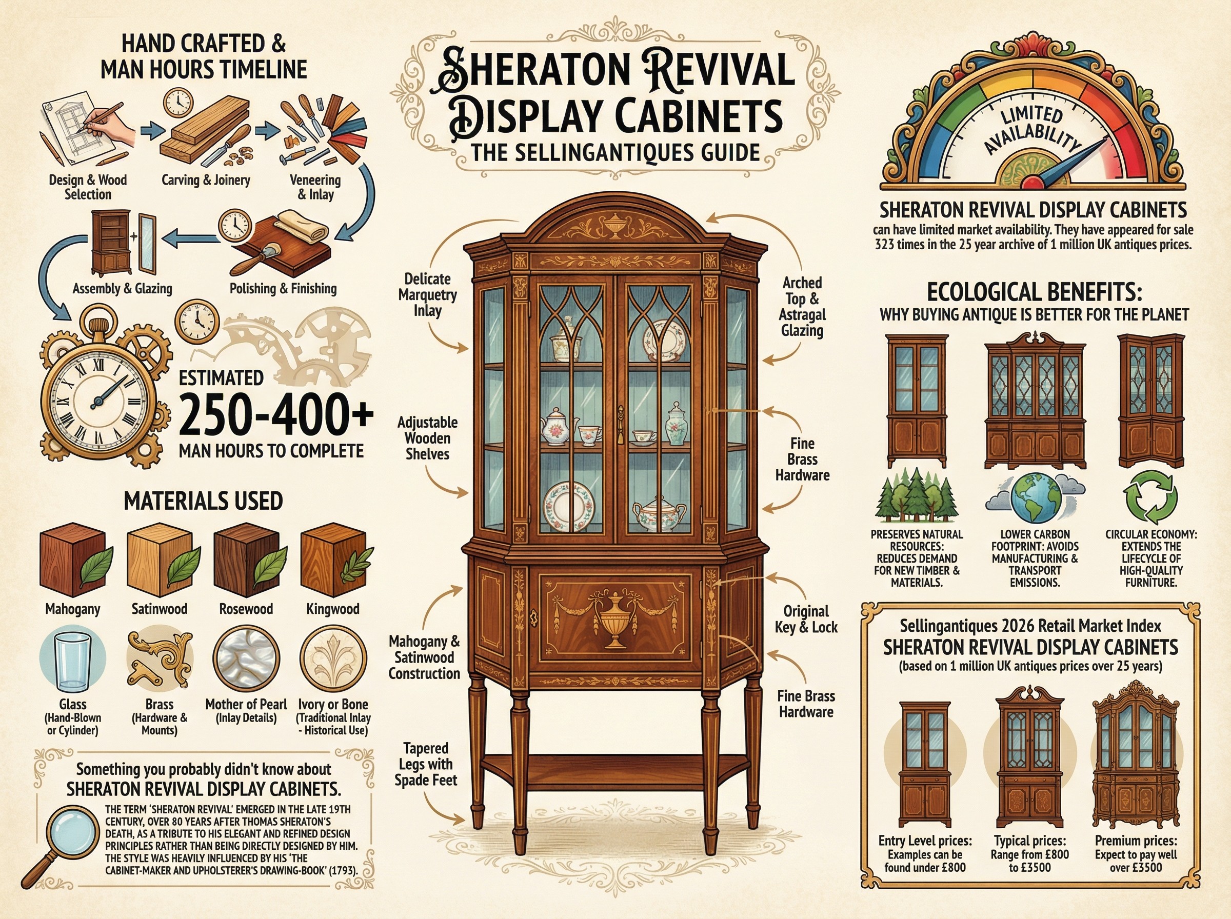 Sheraton Revival Display Cabinets Guide Infographic