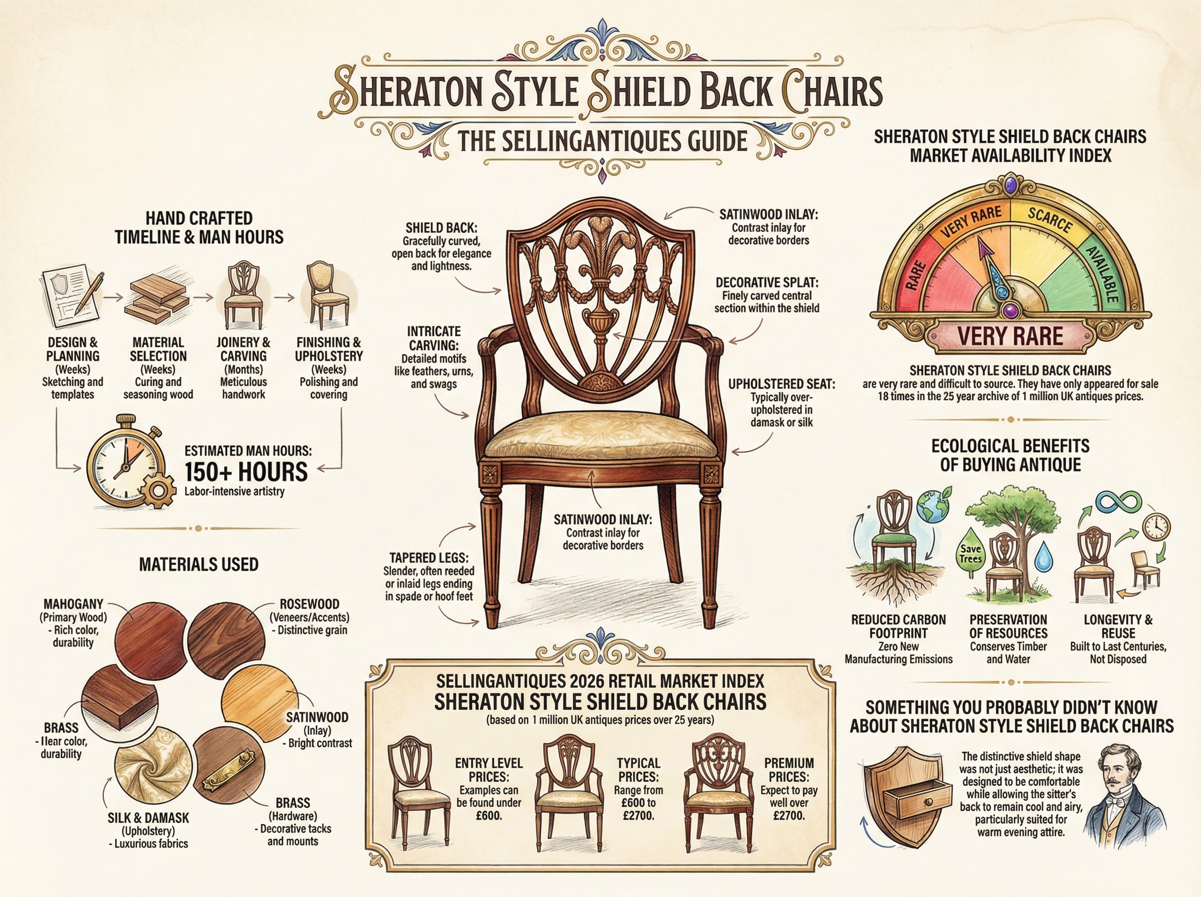 Sheraton Style Shield Back Chairs Guide Infographic