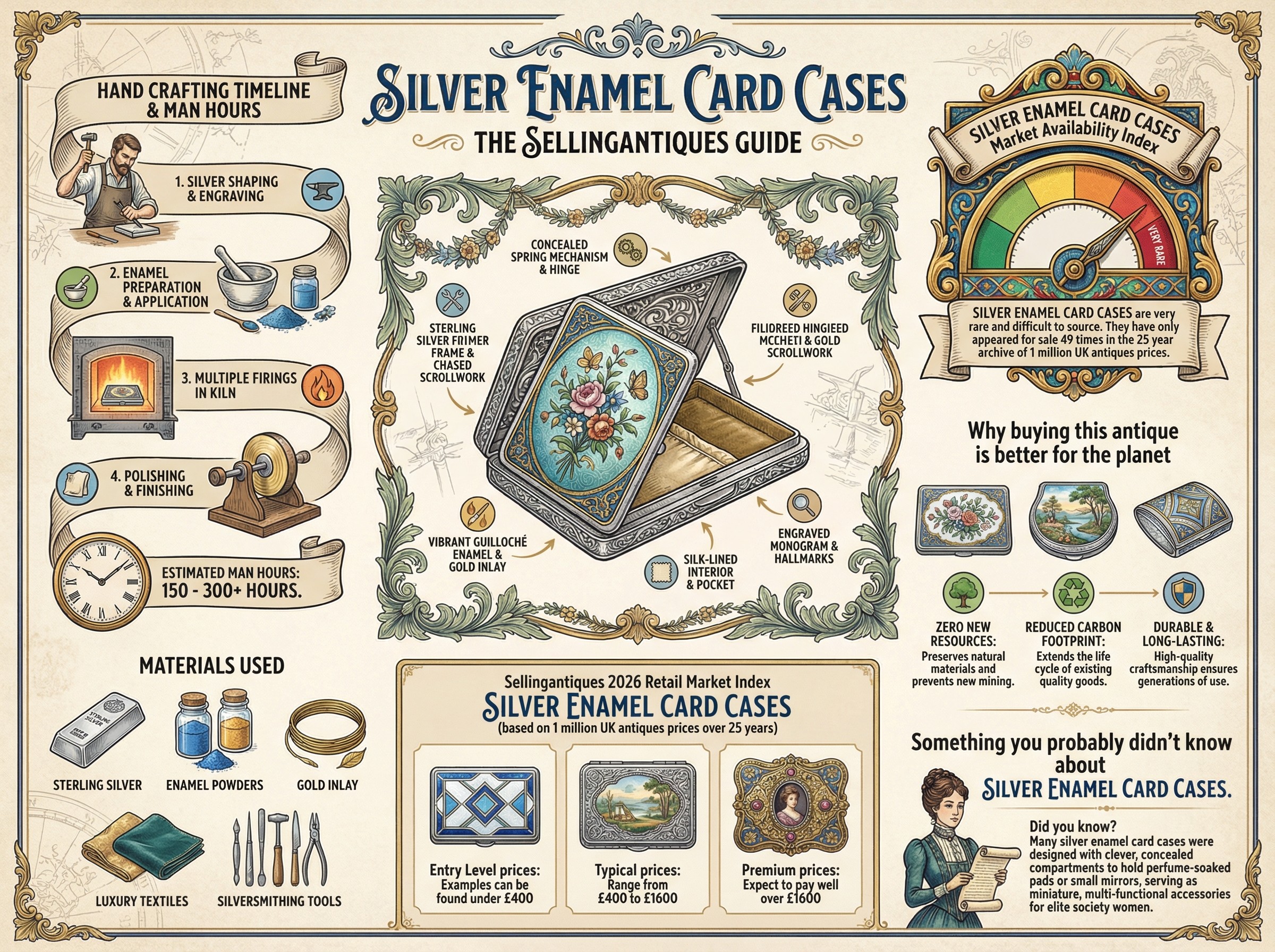 Silver Enamel Card Cases Guide Infographic
