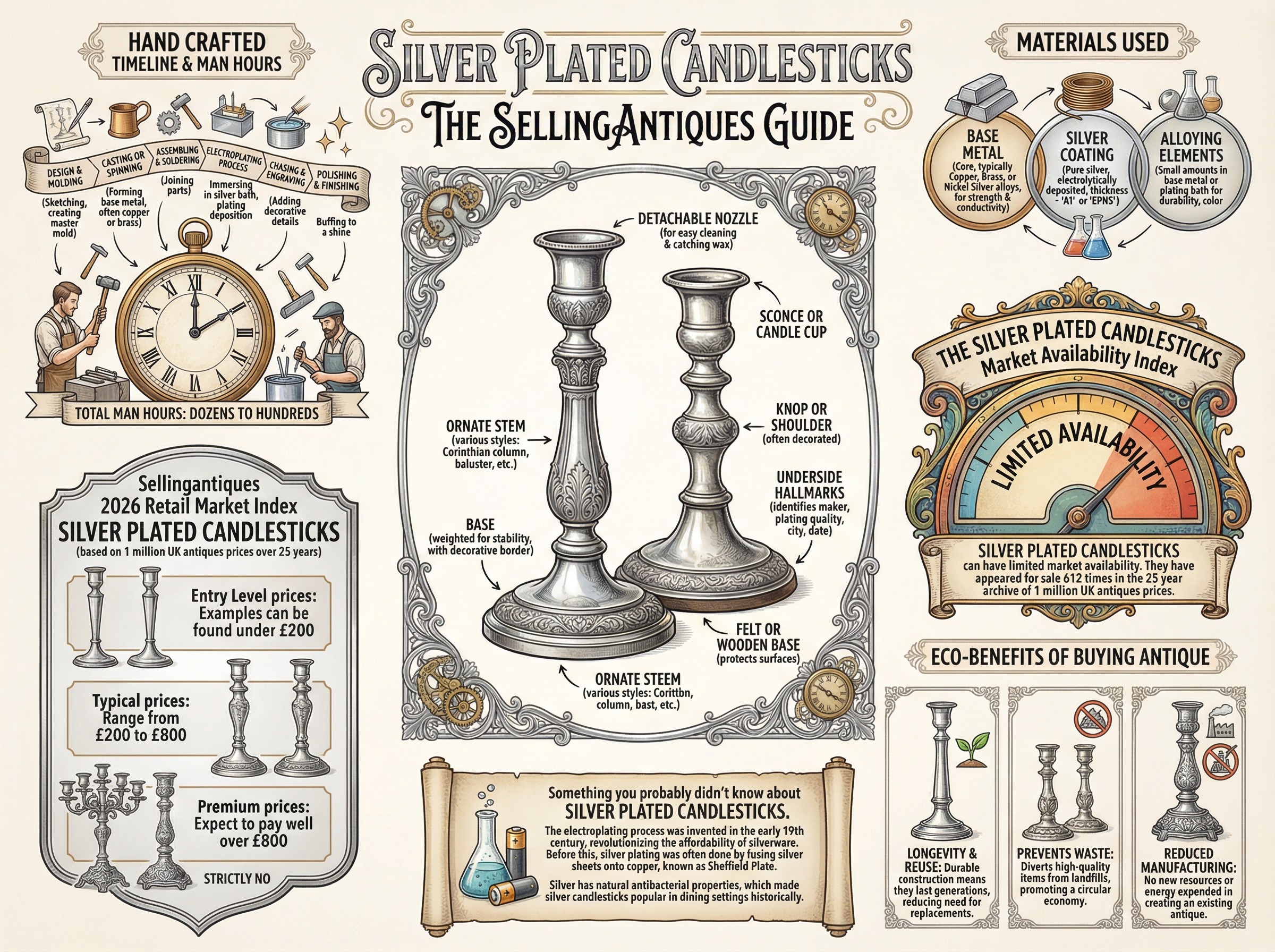Silver Plated Candlesticks Guide Infographic