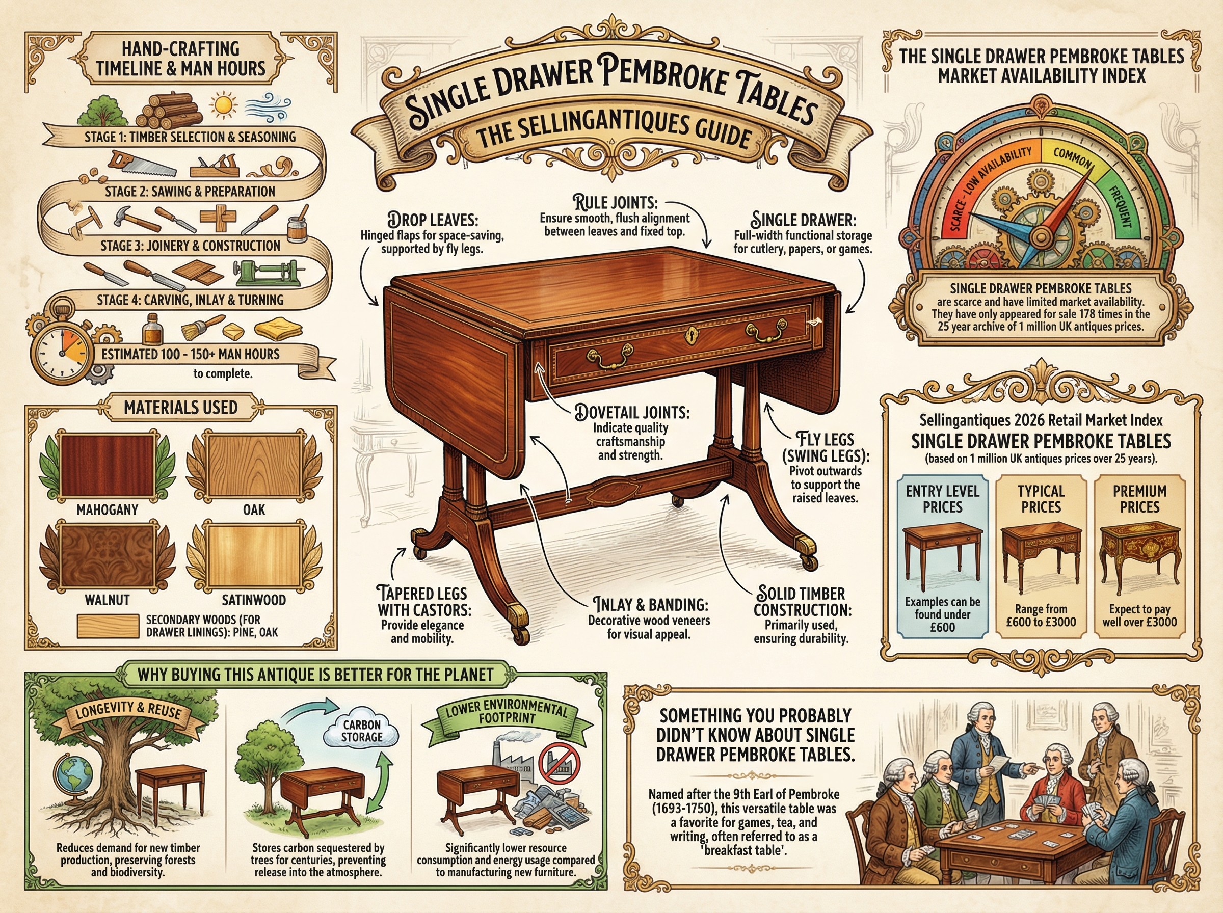 Single Drawer Pembroke Tables Guide Infographic