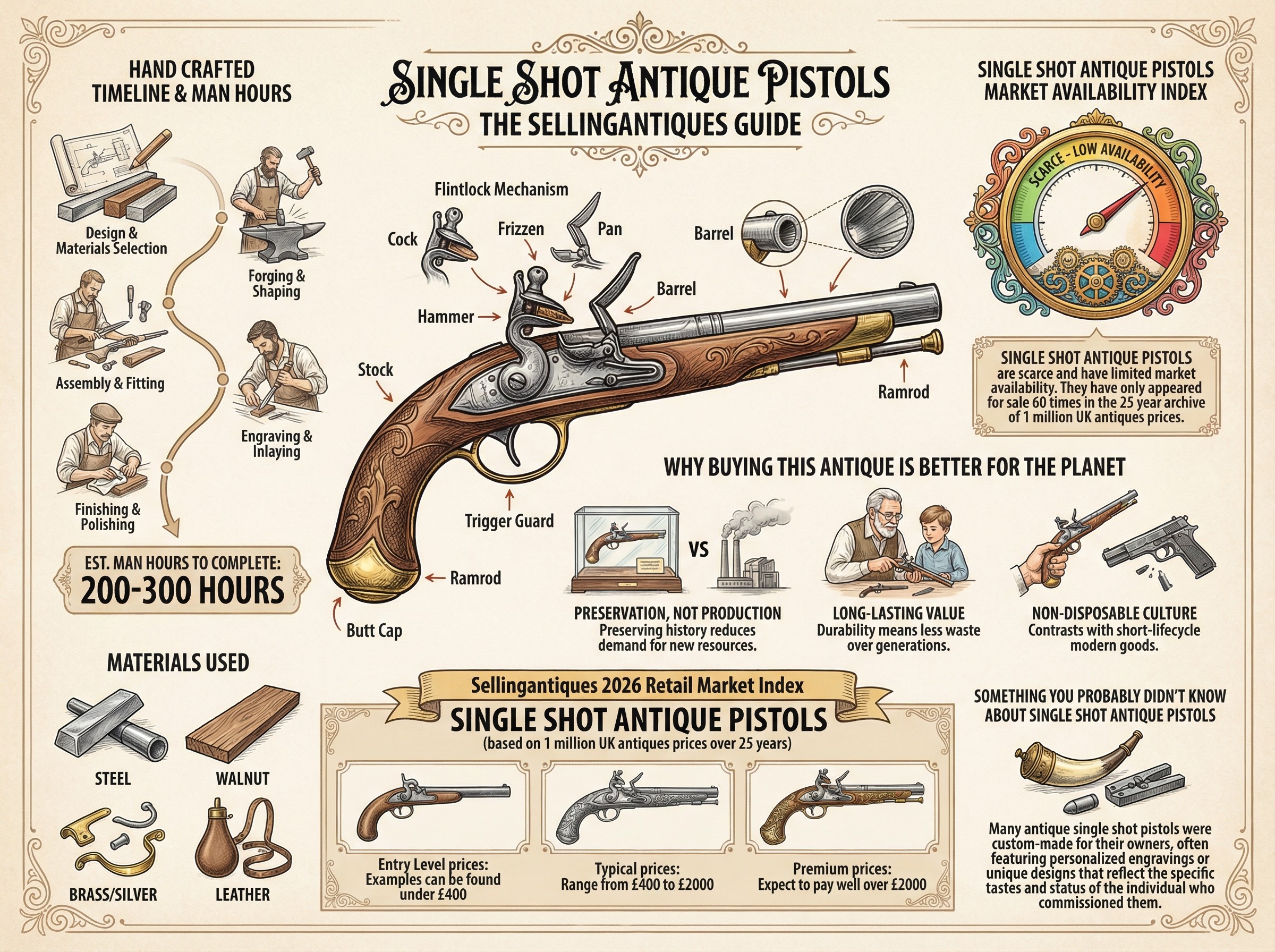 Single Shot Antique Pistols Guide Infographic