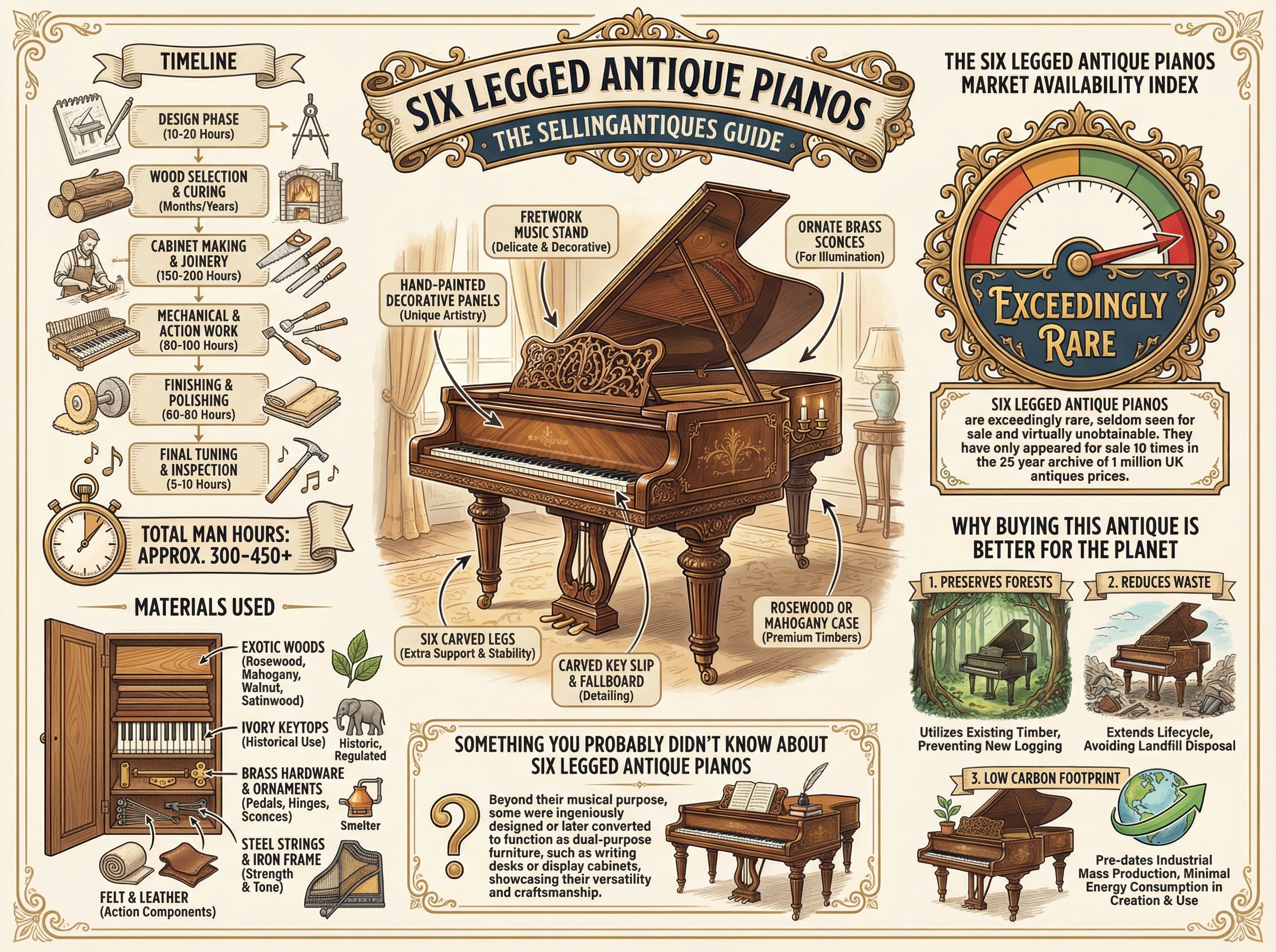 Six Legged Antique Pianos Guide Infographic