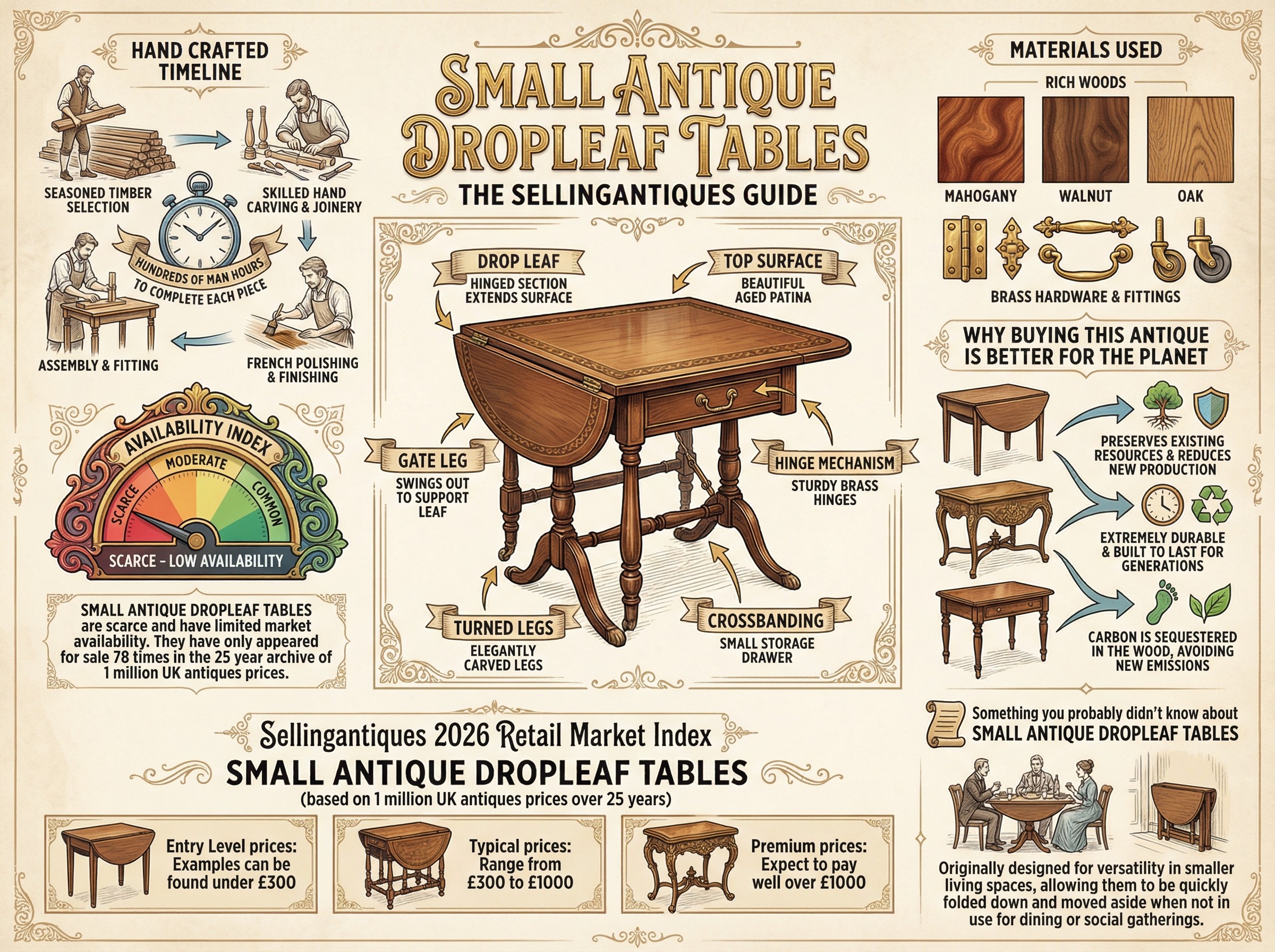 Small Antique Dropleaf Tables Guide Infographic