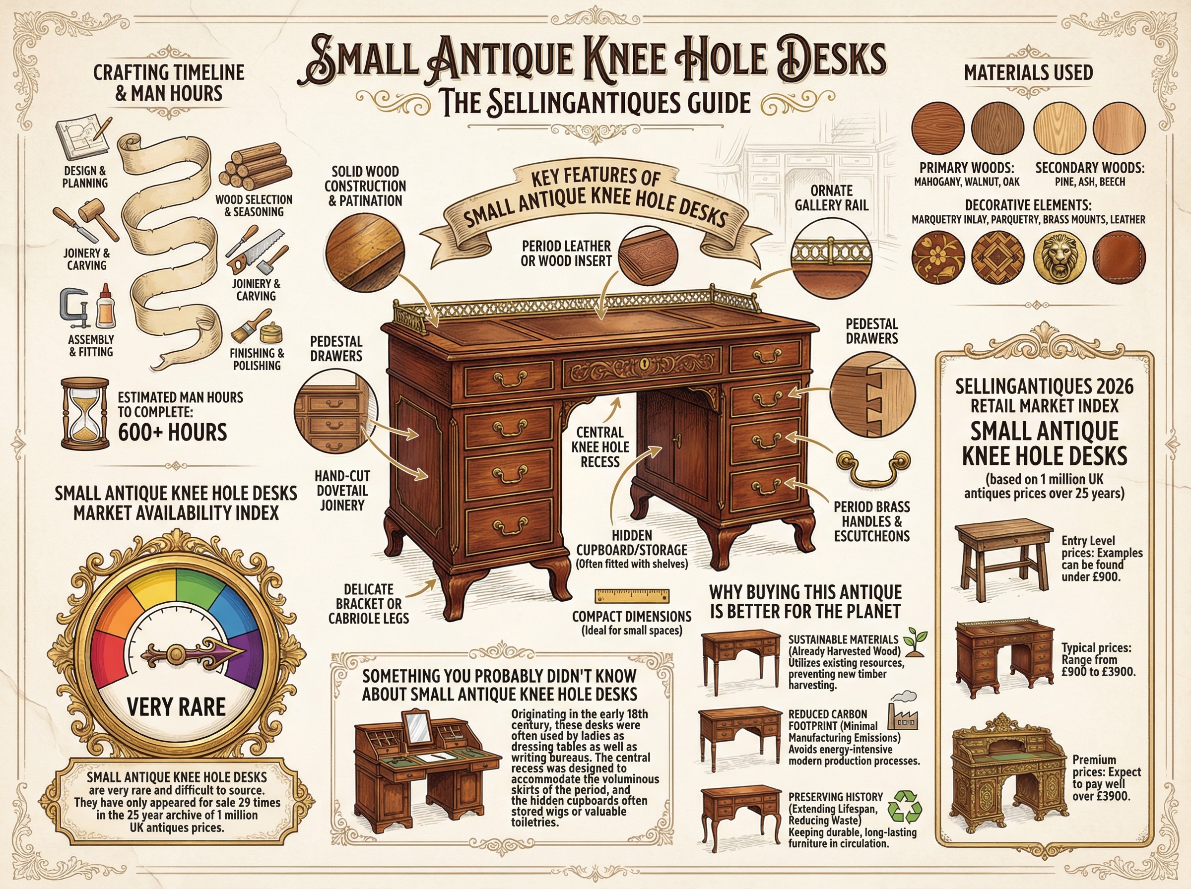 Small Antique Knee Hole Desks Guide Infographic