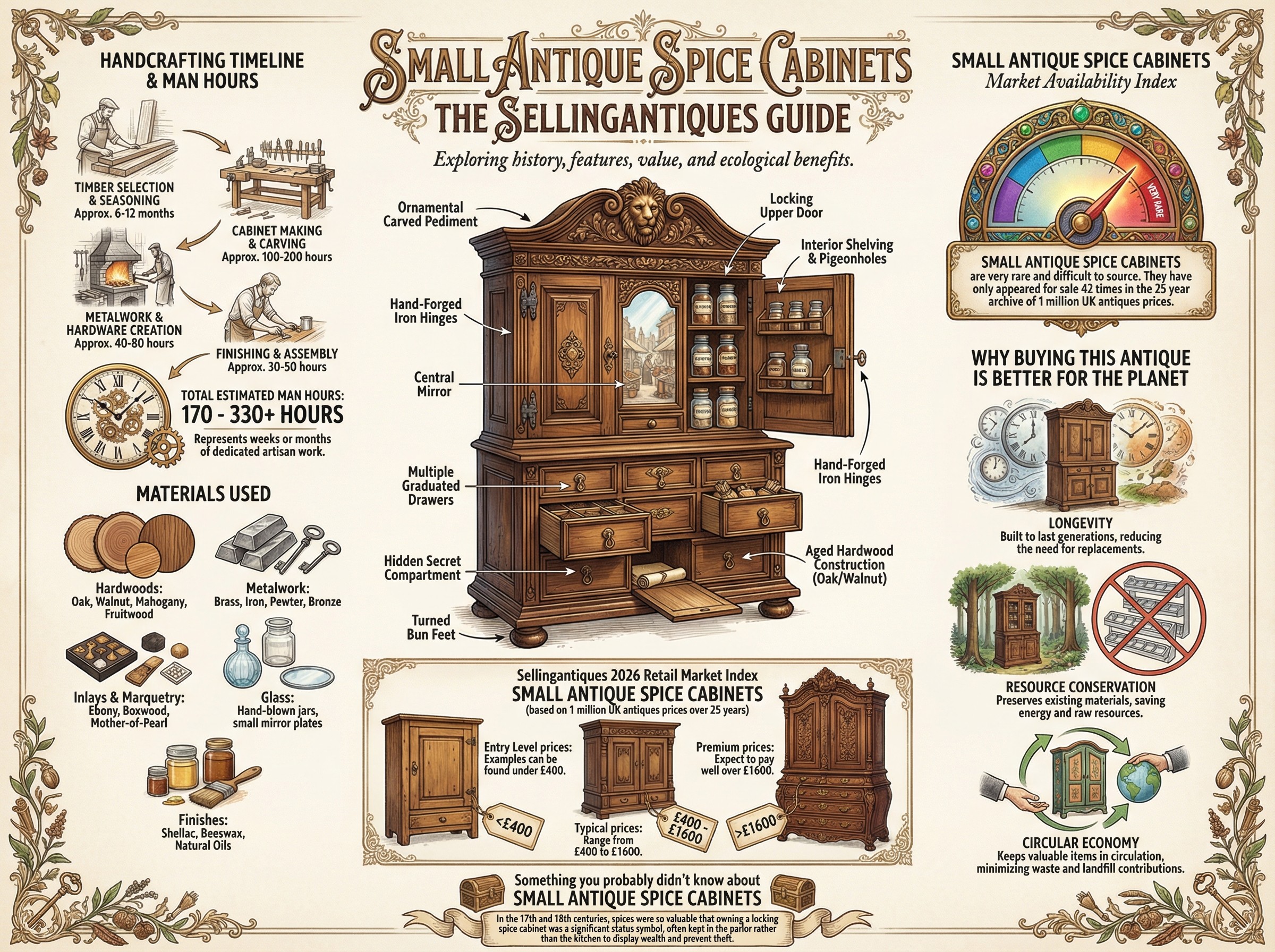 Small Antique Spice Cabinets Guide Infographic