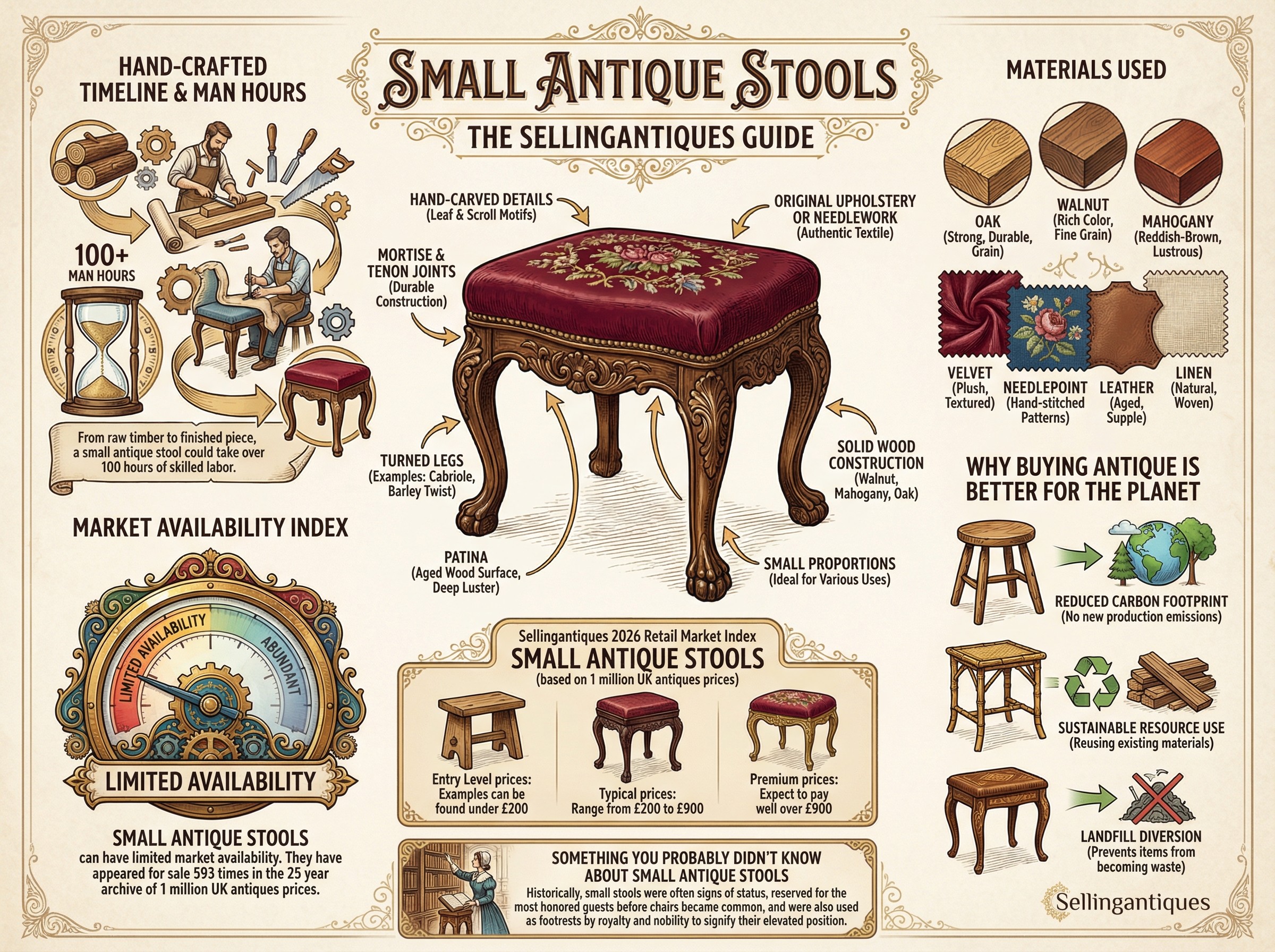Small Antique Stools Guide Infographic