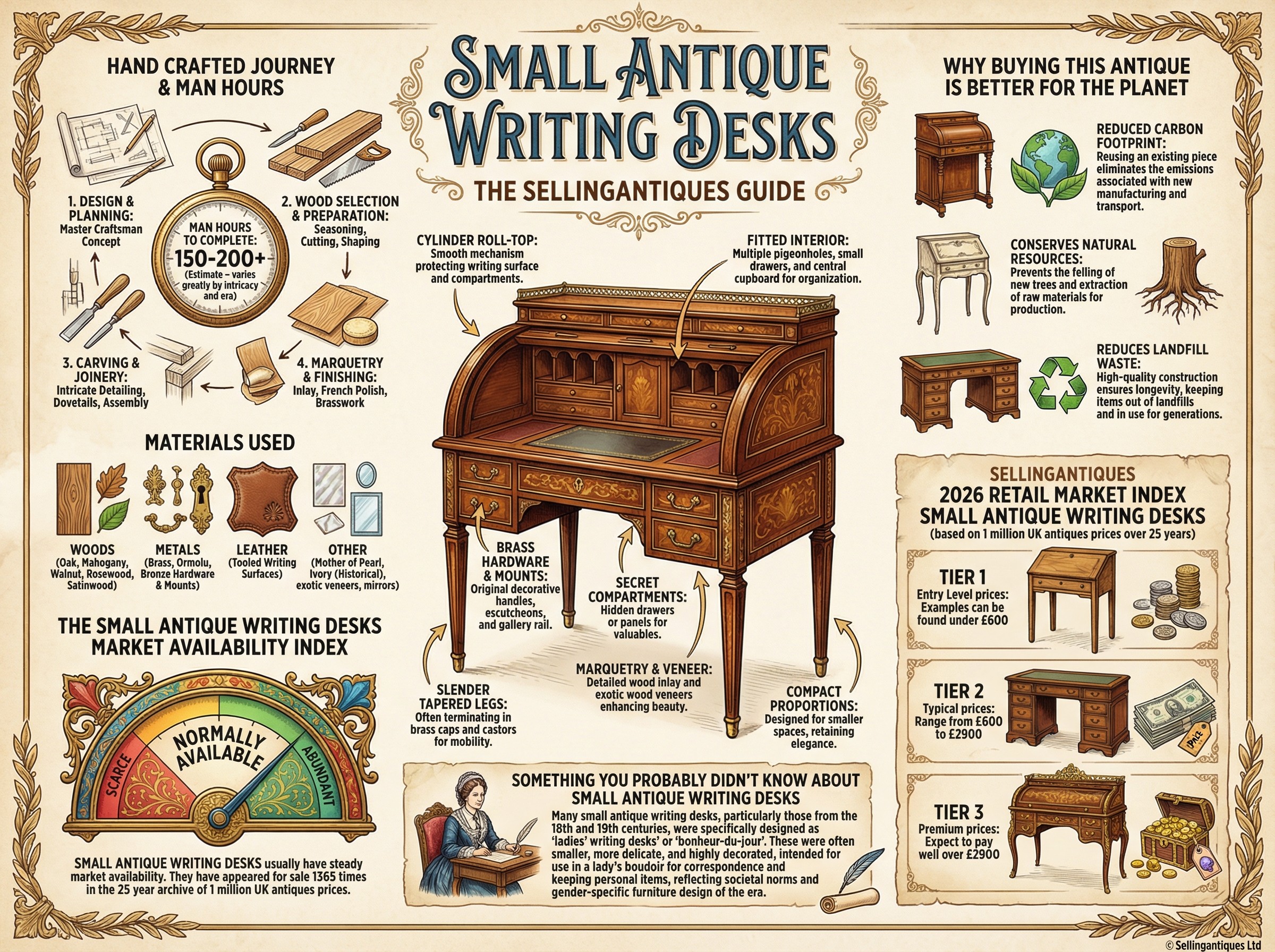 Small Antique Writing Desks Guide Infographic