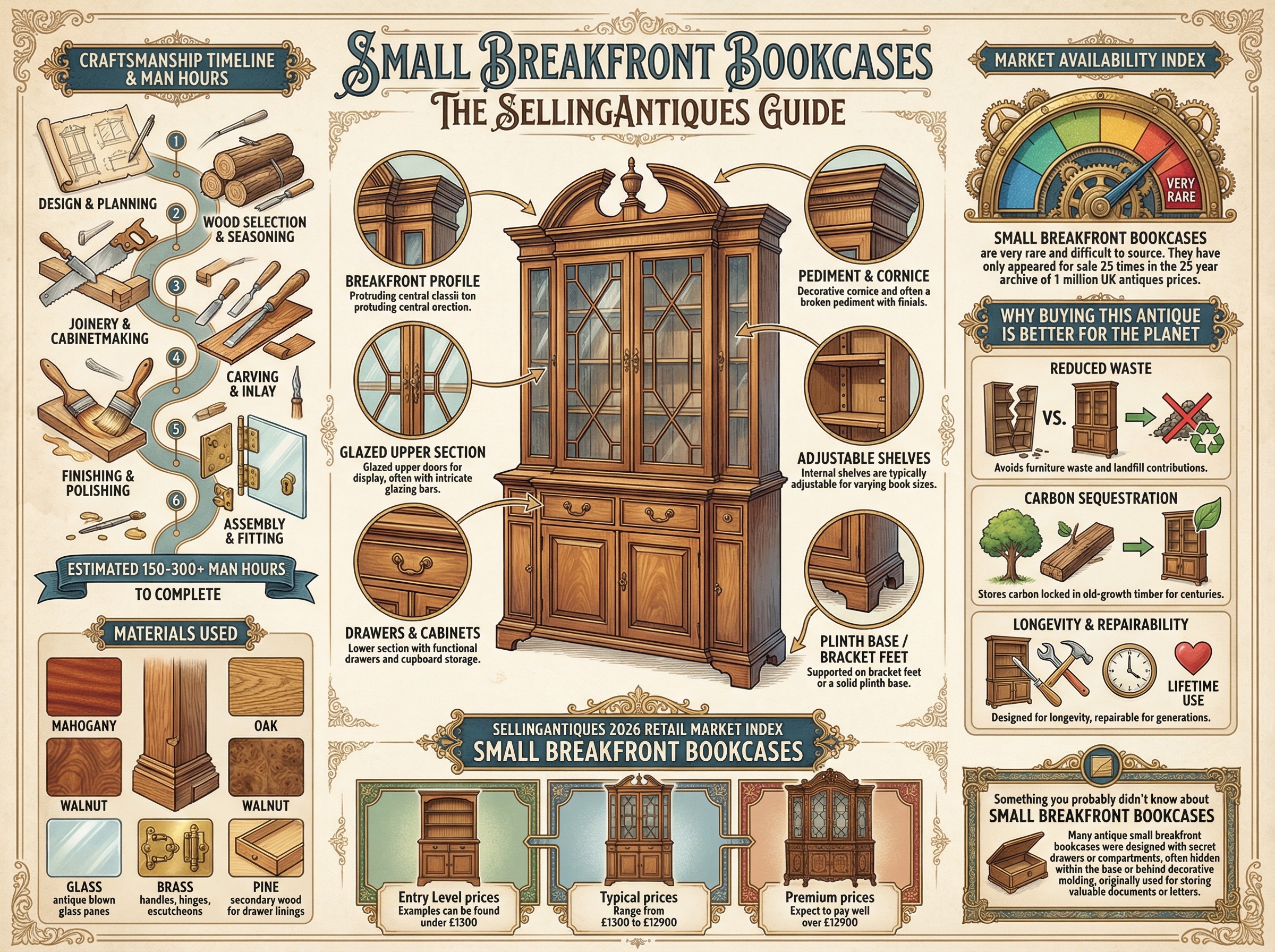 Small Breakfront Bookcases Guide Infographic