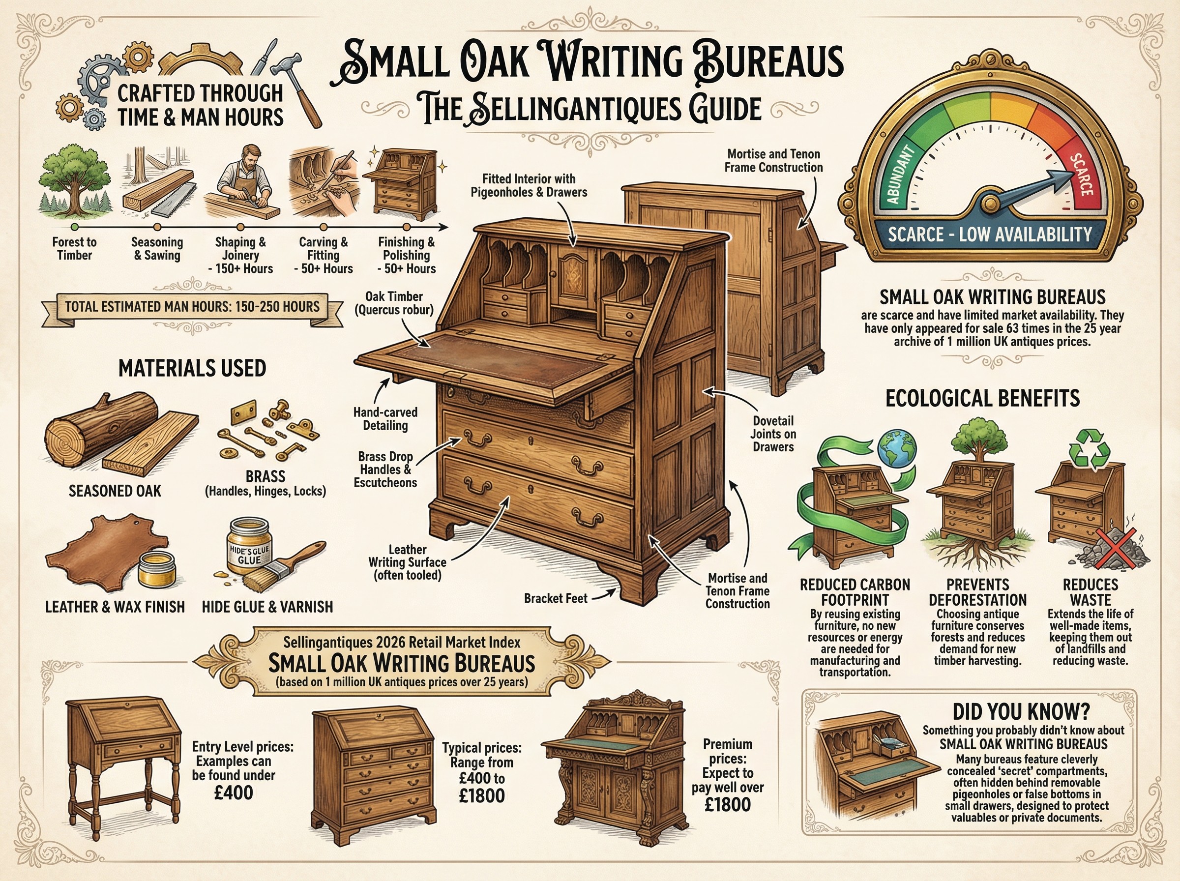 Small Oak Writing Bureaus Guide Infographic