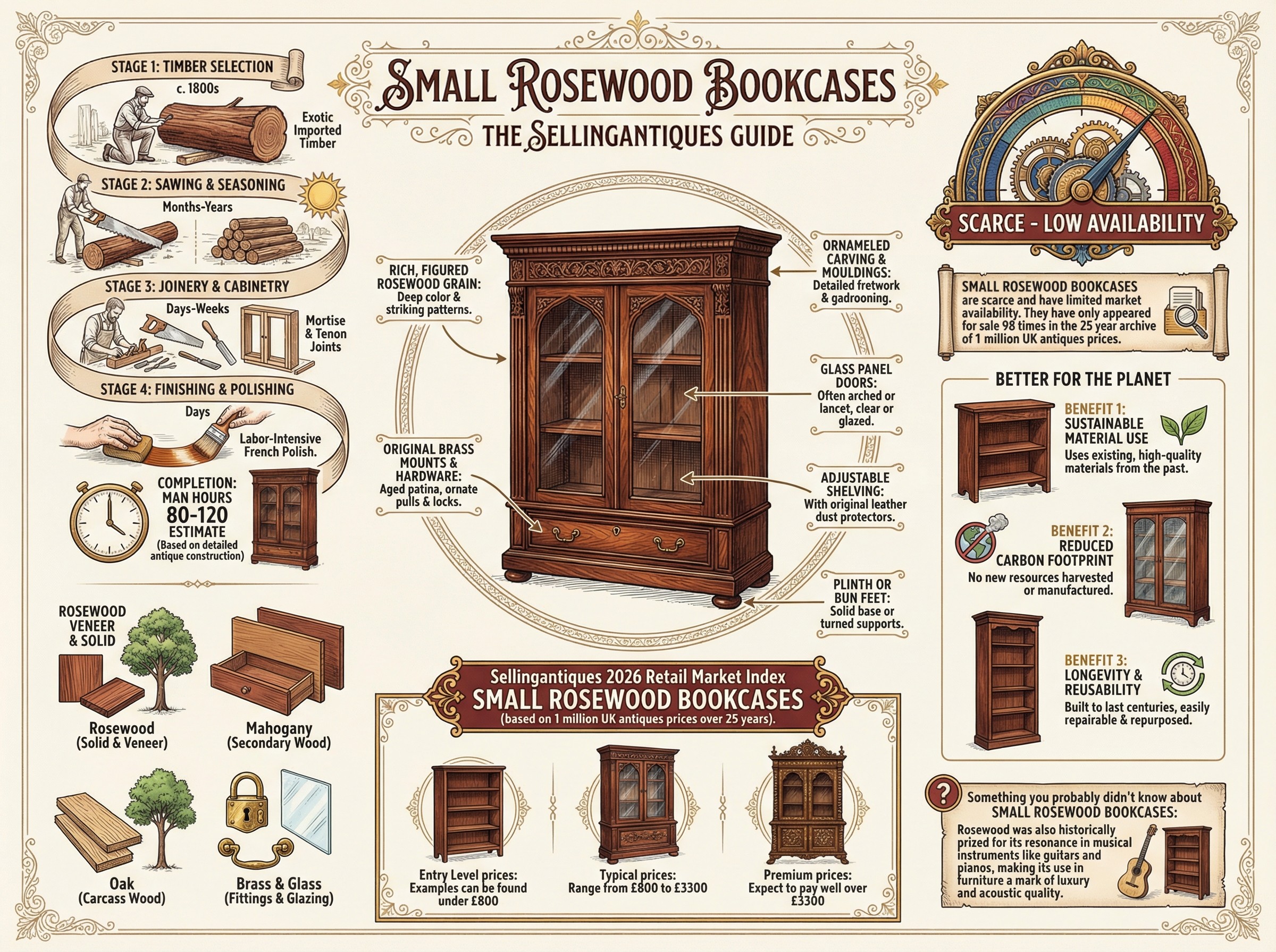 Small Rosewood Bookcases Guide Infographic