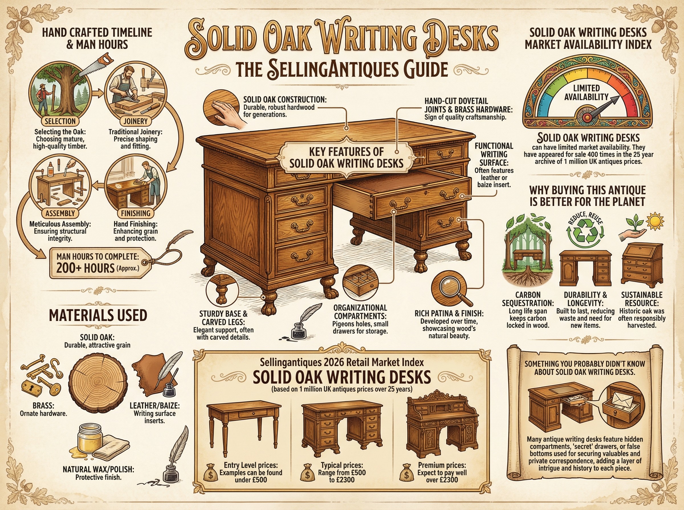 Solid Oak Writing Desks Guide Infographic