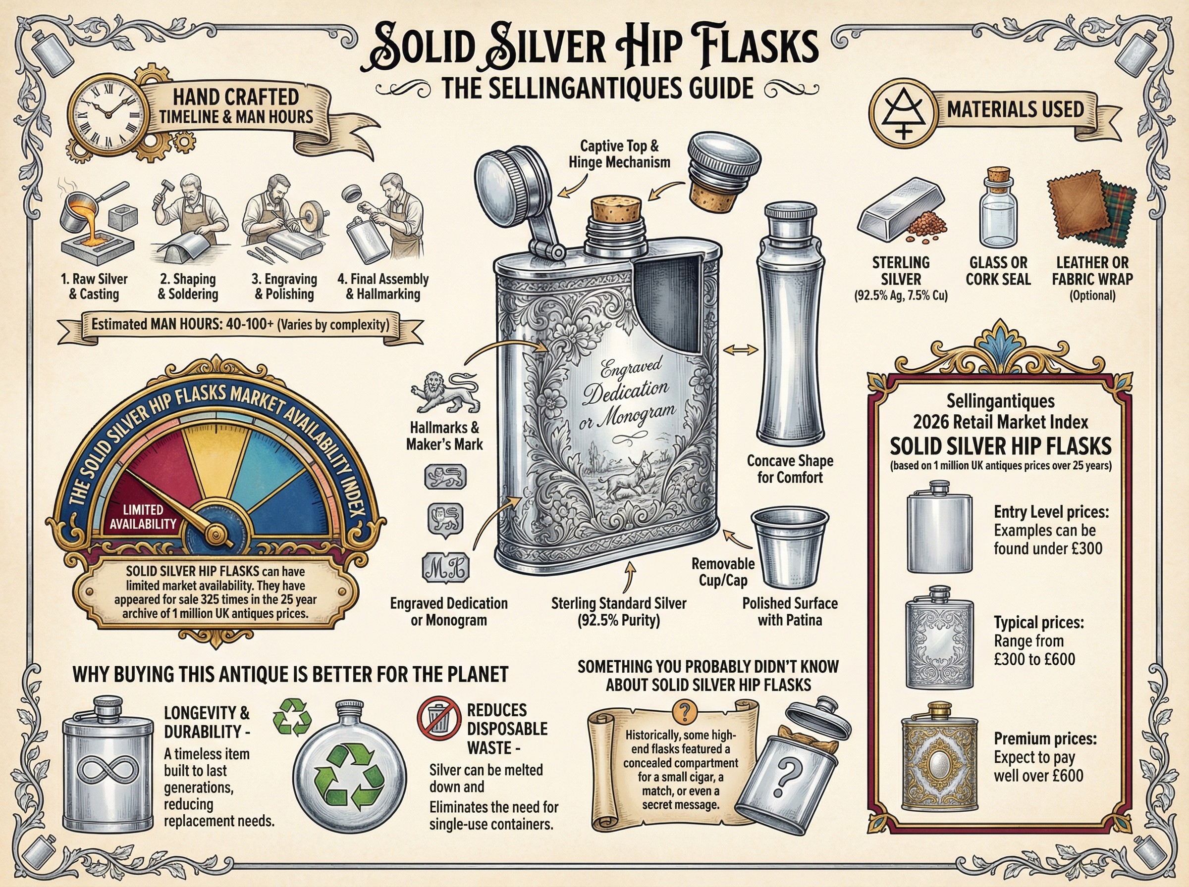 Solid Silver Hip Flasks Guide Infographic