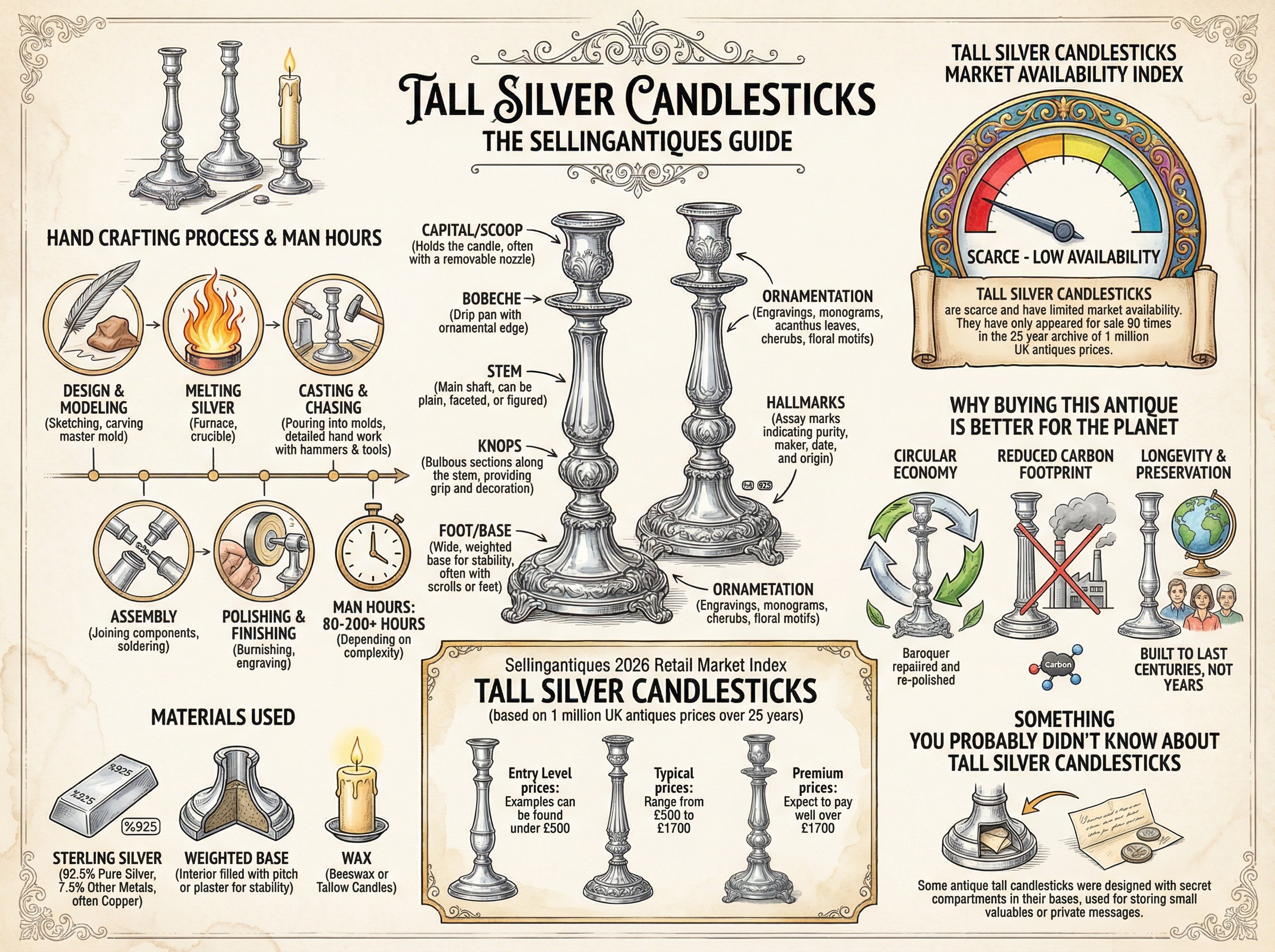 Tall Silver Candlesticks Guide Infographic