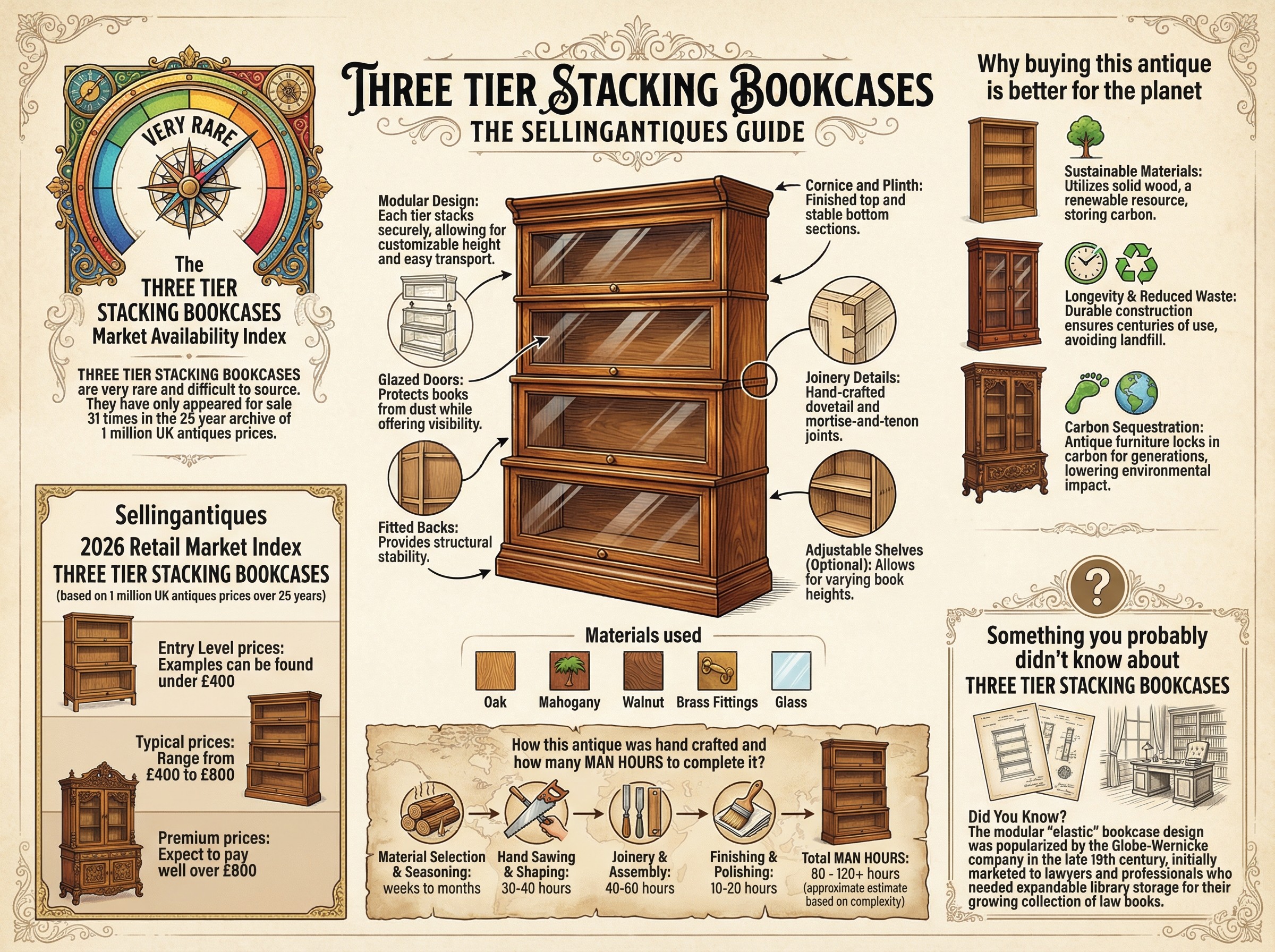 Three Tier Stacking Bookcases Guide Infographic