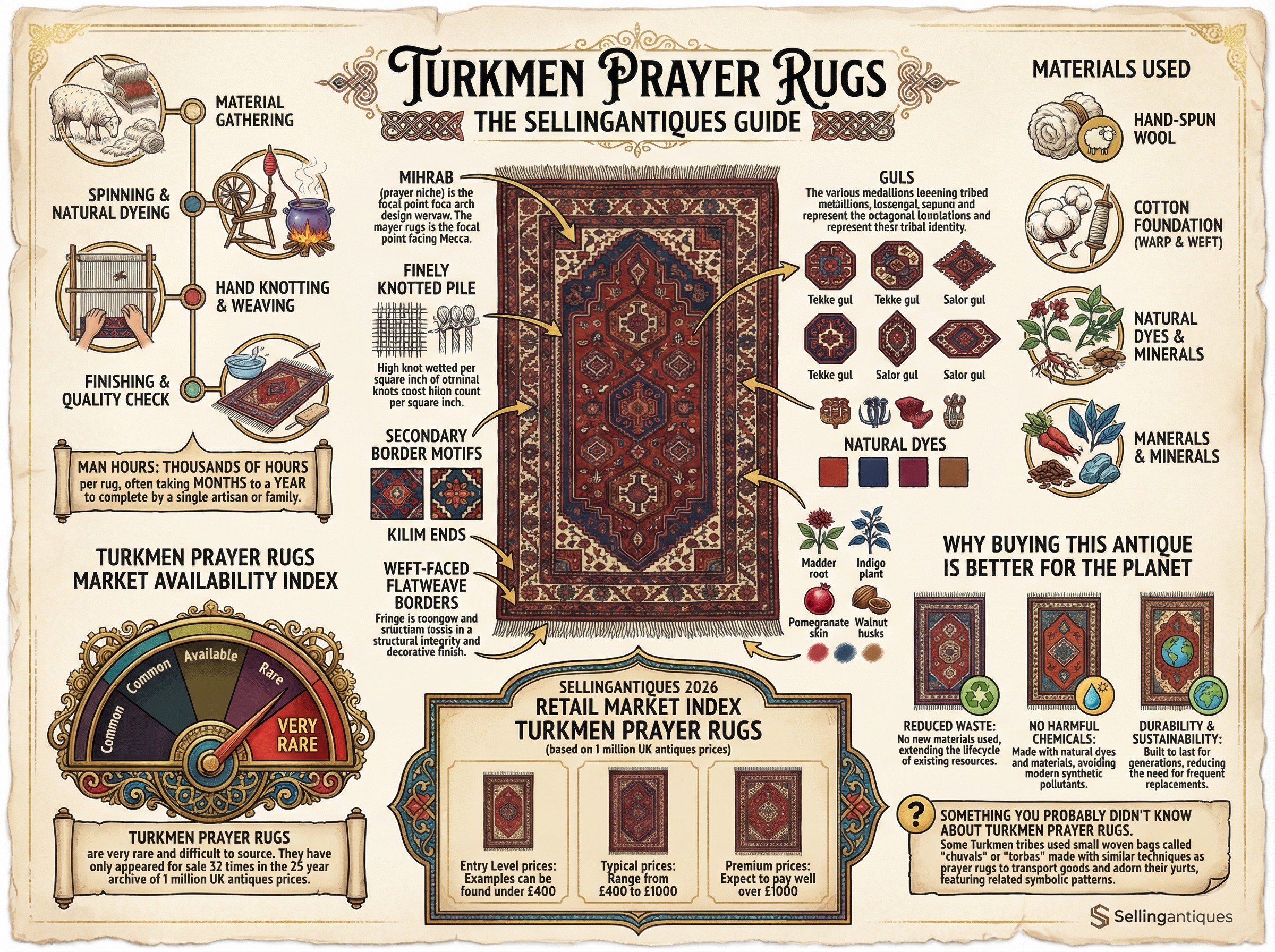 Turkmen Prayer Rugs Guide Infographic