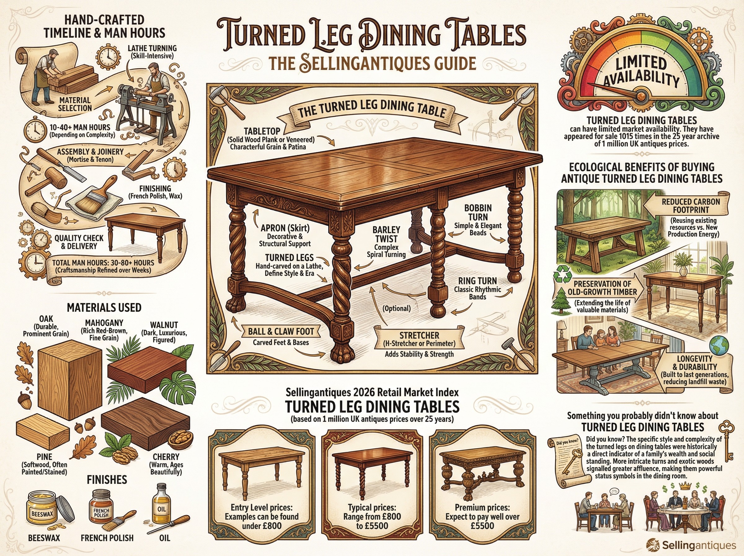 Turned Leg Dining Tables Guide Infographic