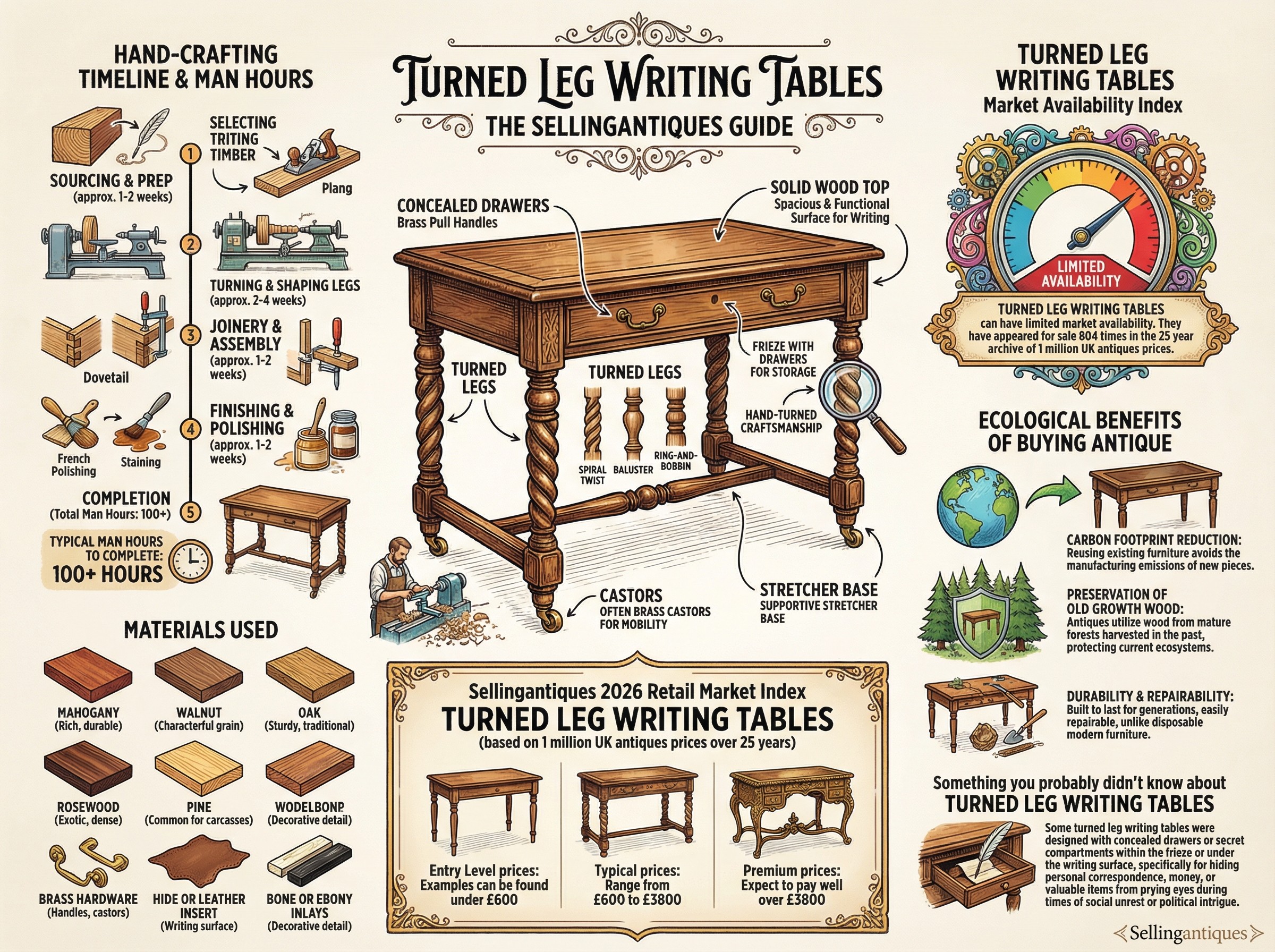 Turned Leg Writing Tables Guide Infographic
