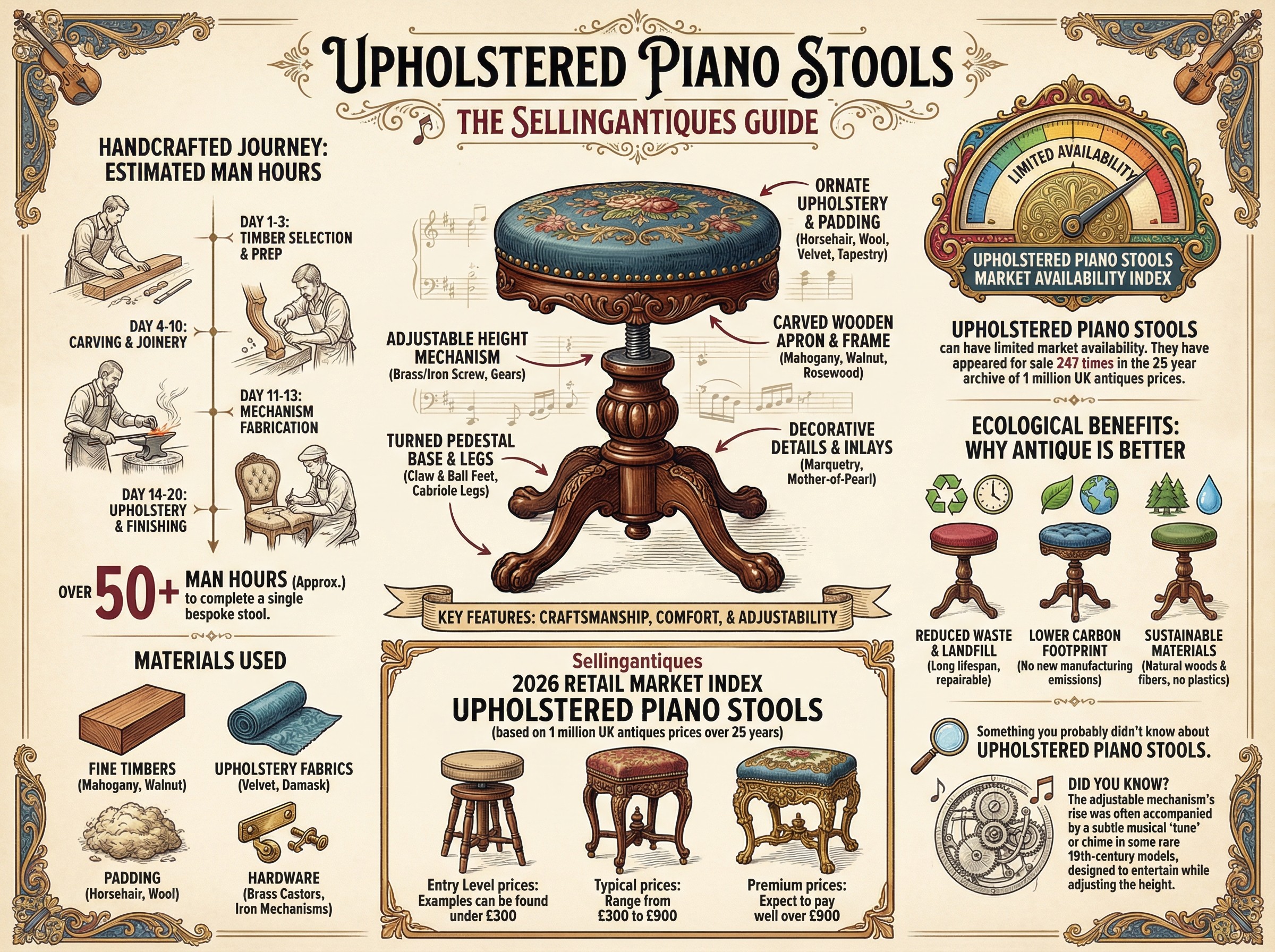Upholstered Piano Stools Guide Infographic