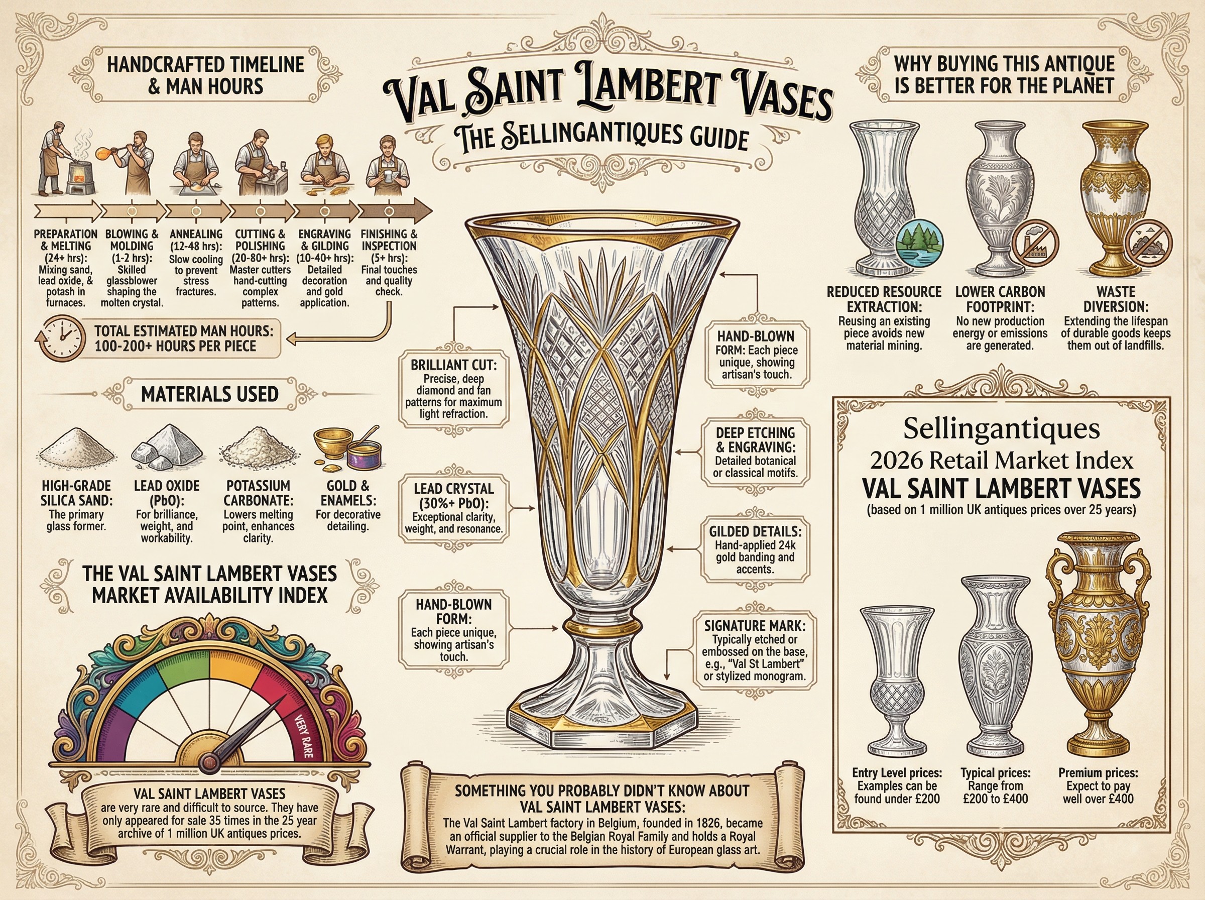 Val Saint Lambert Vases Guide Infographic