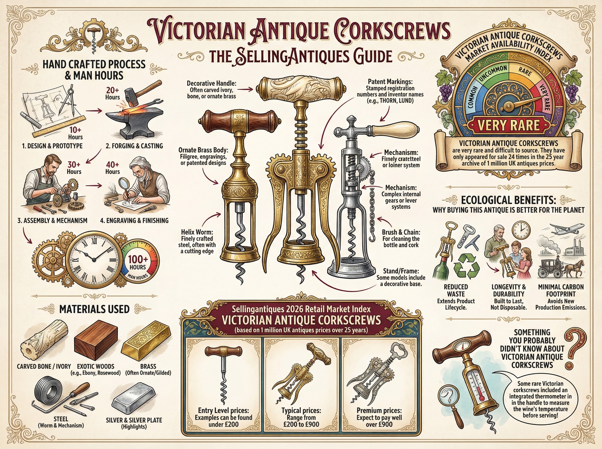 Victorian Antique Corkscrews Guide Infographic