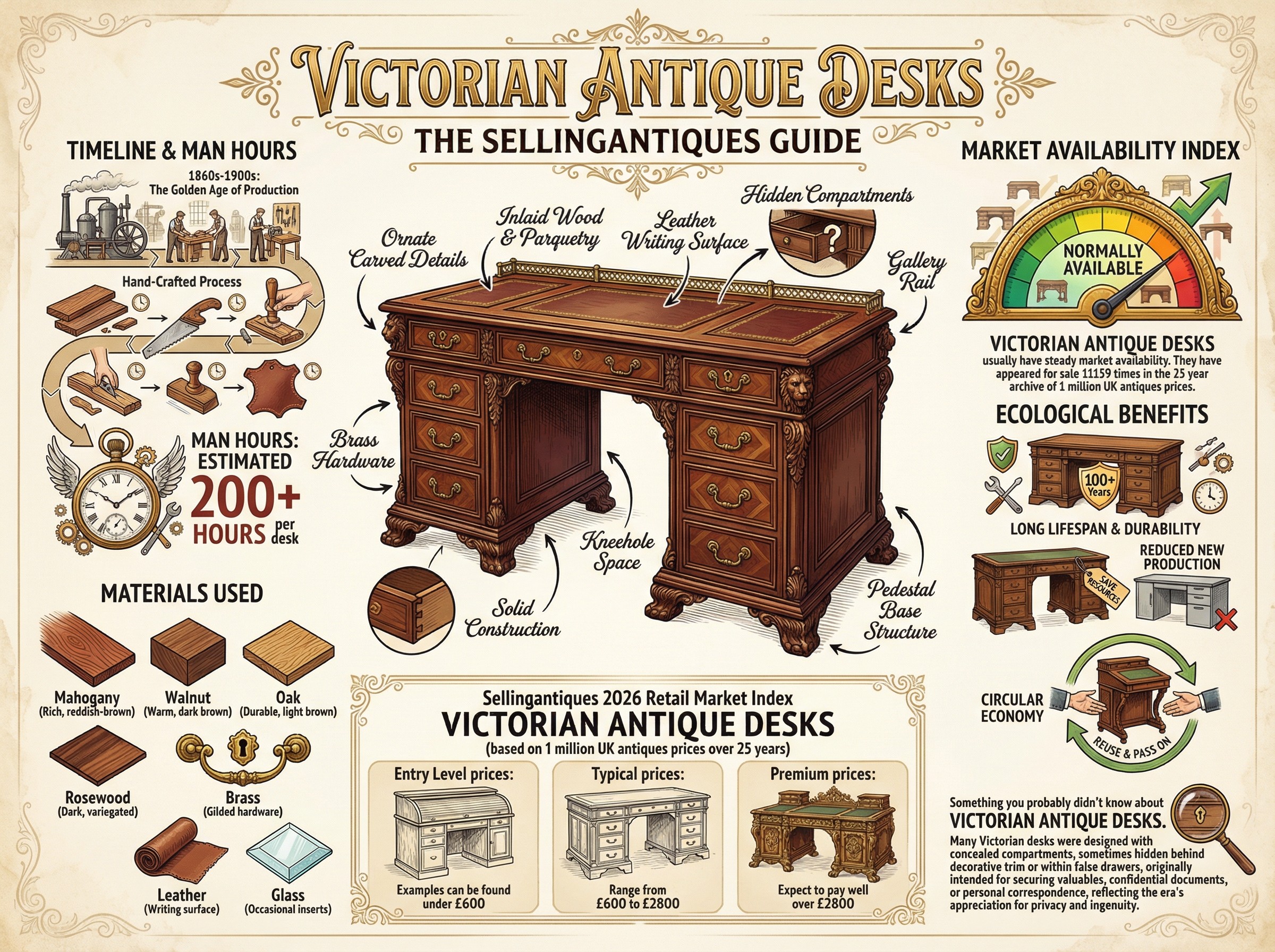 Victorian Antique Desks Guide Infographic