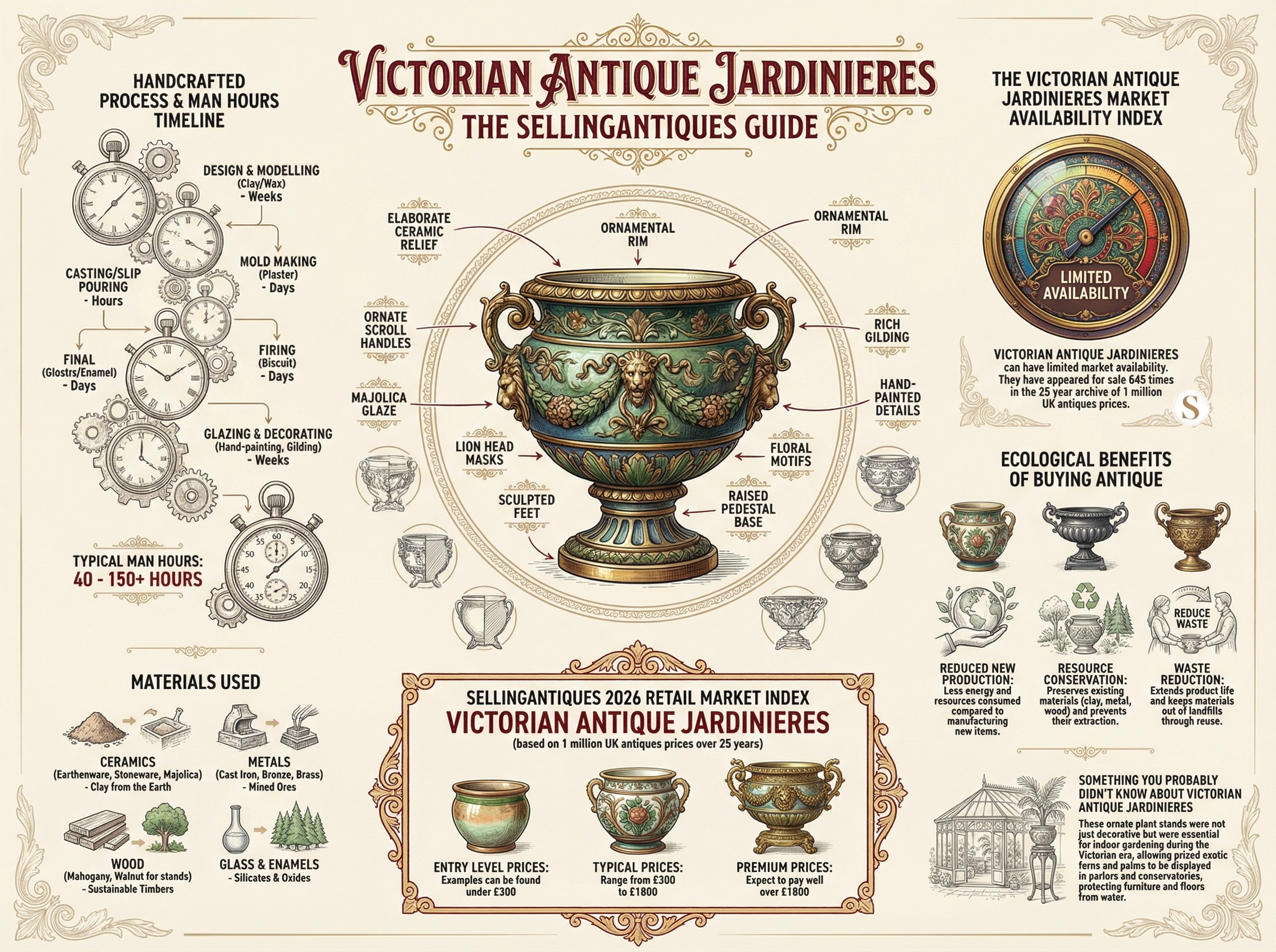 Victorian Antique Jardinieres Guide Infographic