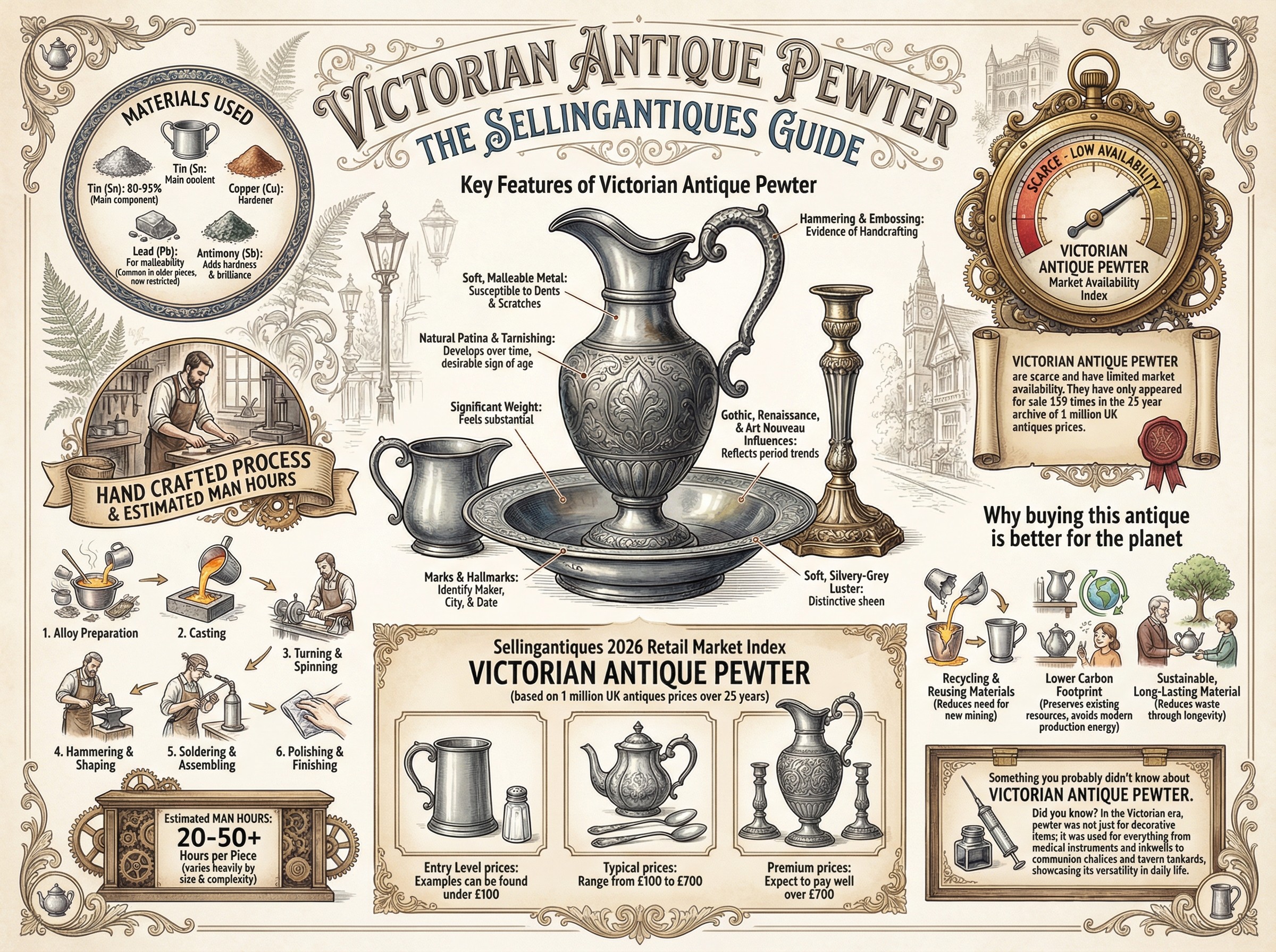 Victorian Antique Pewter Guide Infographic