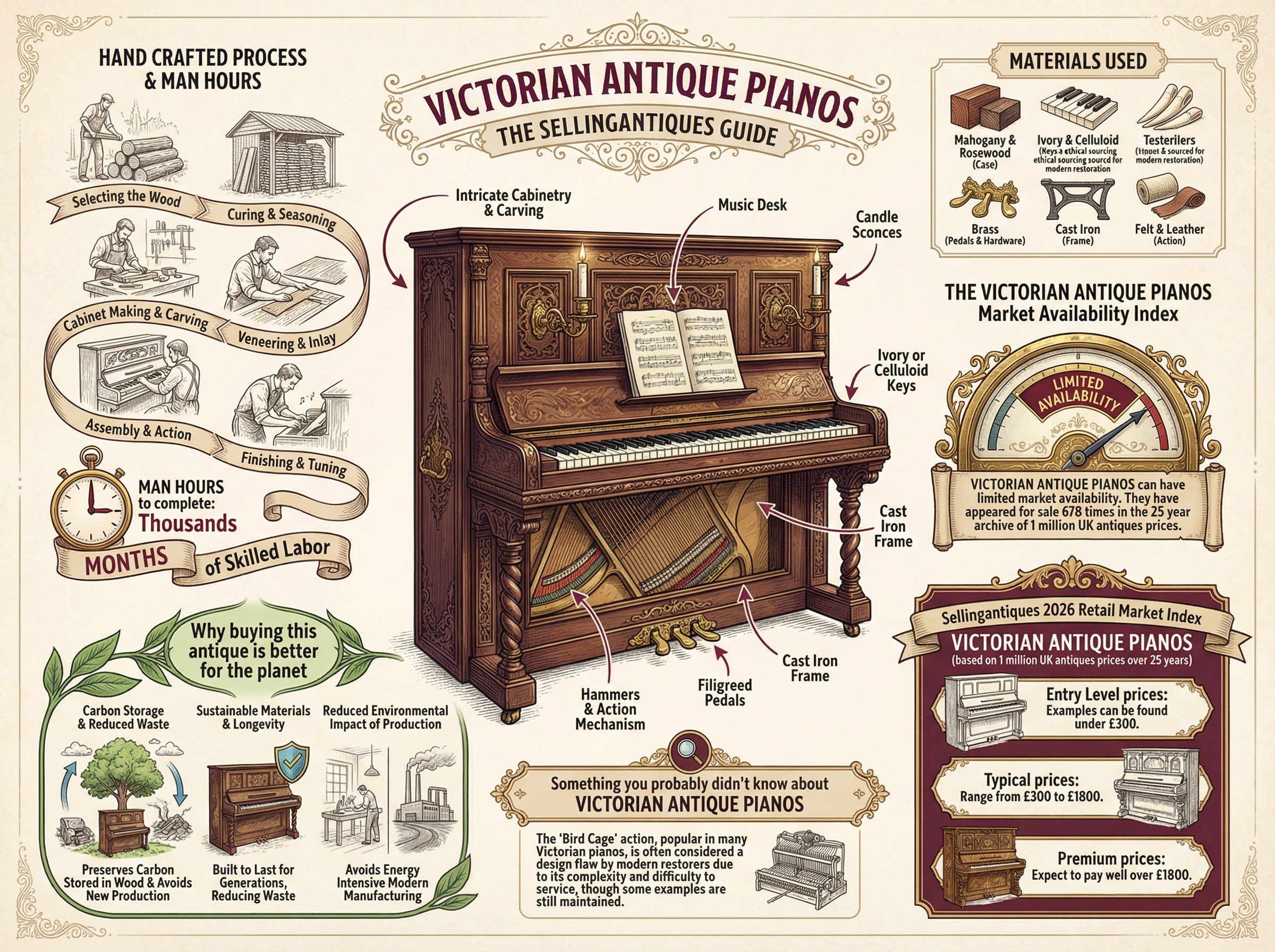 Victorian Antique Pianos Guide Infographic