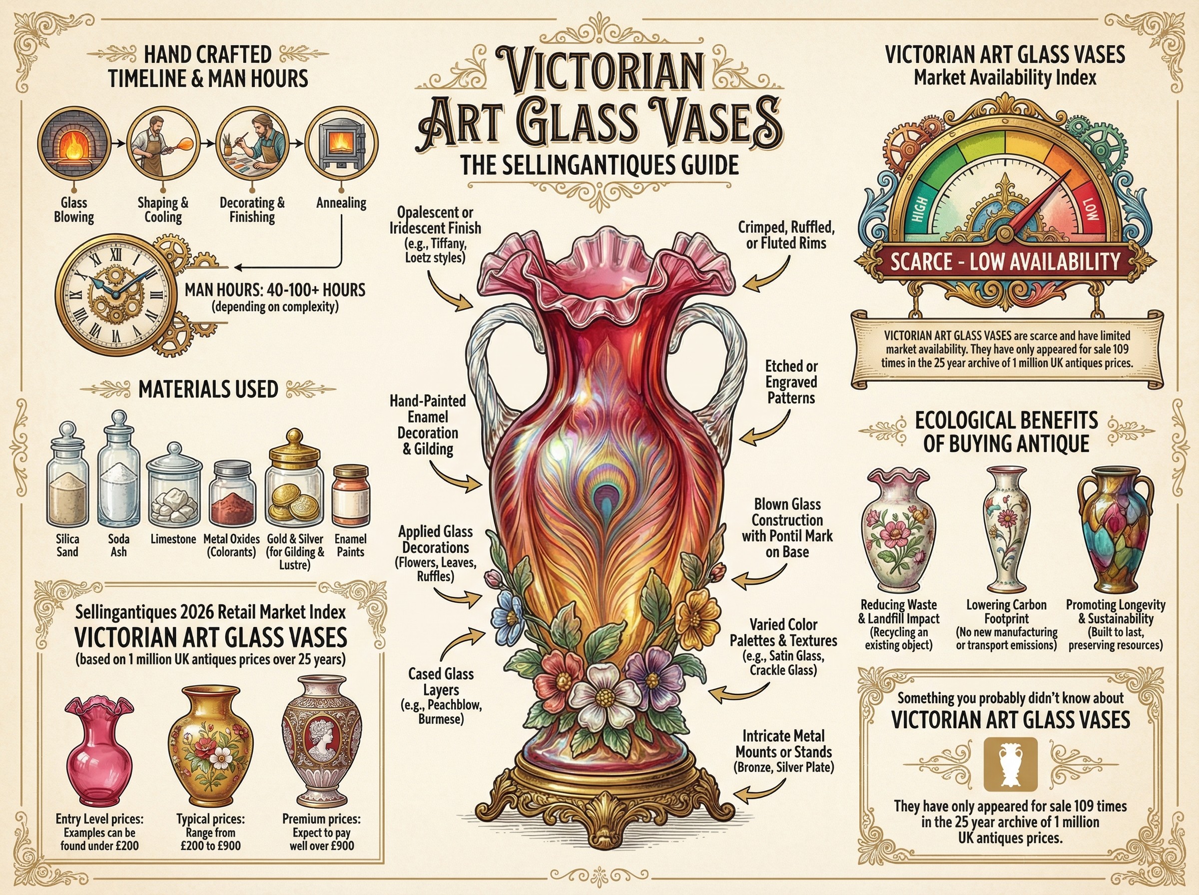 Victorian Art Glass Vases Guide Infographic