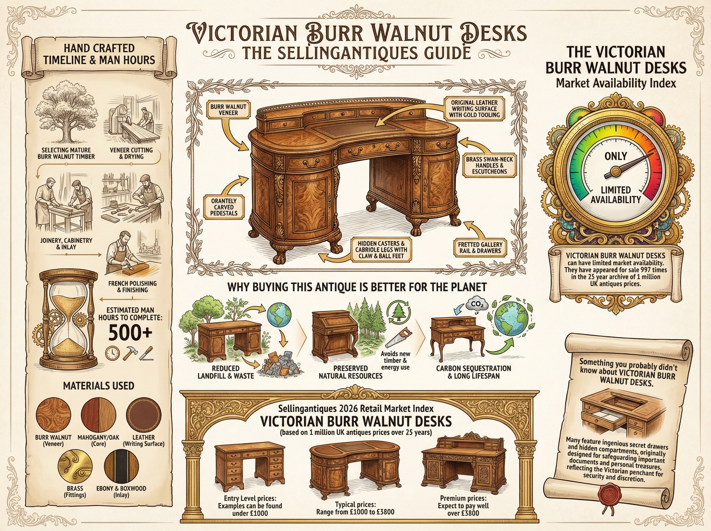 Victorian Burr Walnut Desks Guide Infographic