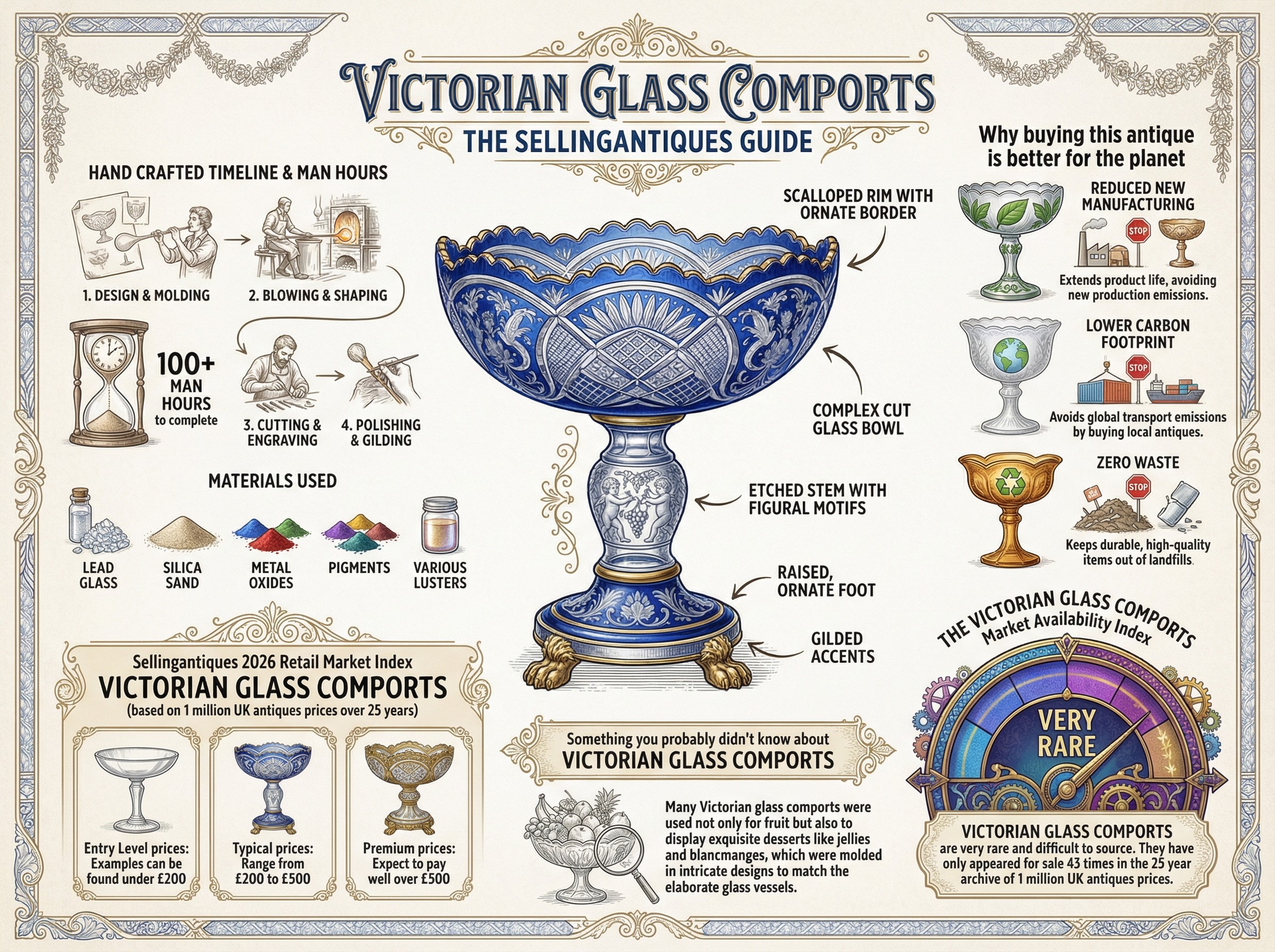 Victorian Glass Comports Guide Infographic