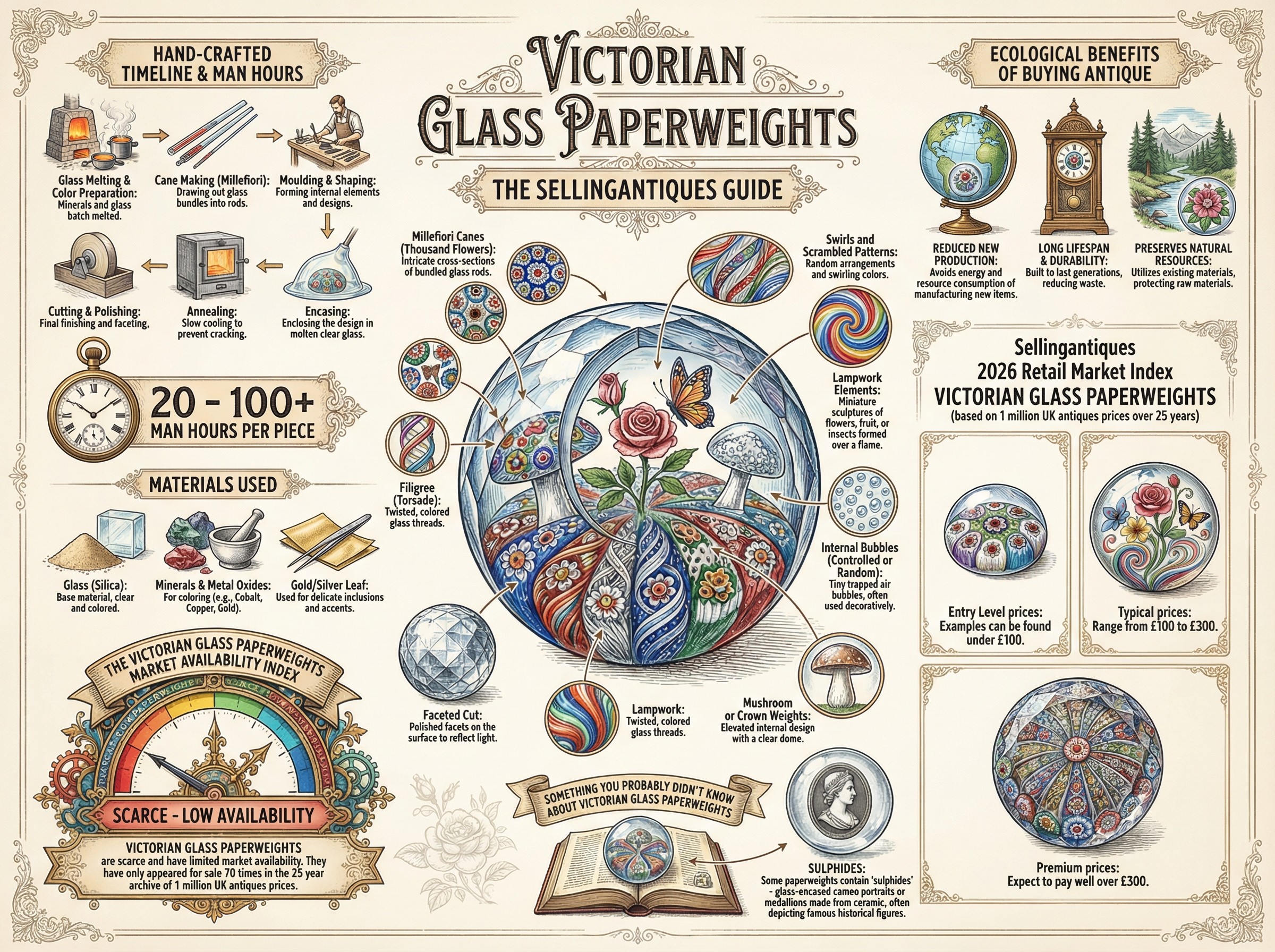 Victorian Glass Paperweights Guide Infographic