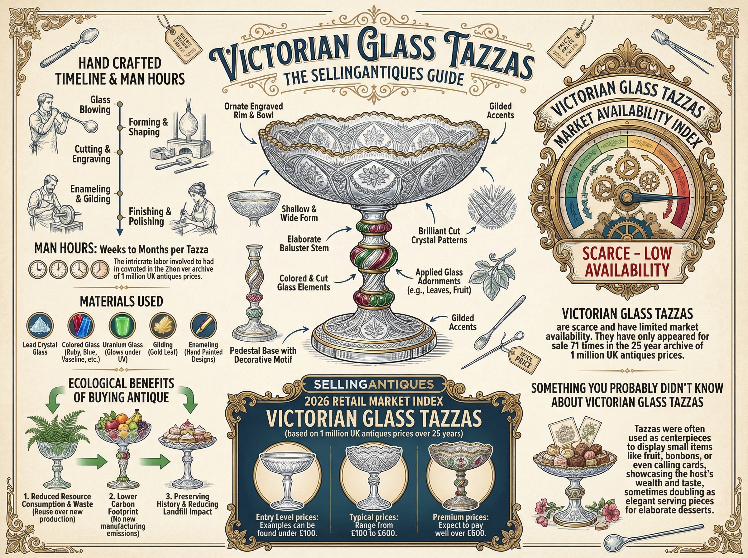 Victorian Glass Tazzas Guide Infographic