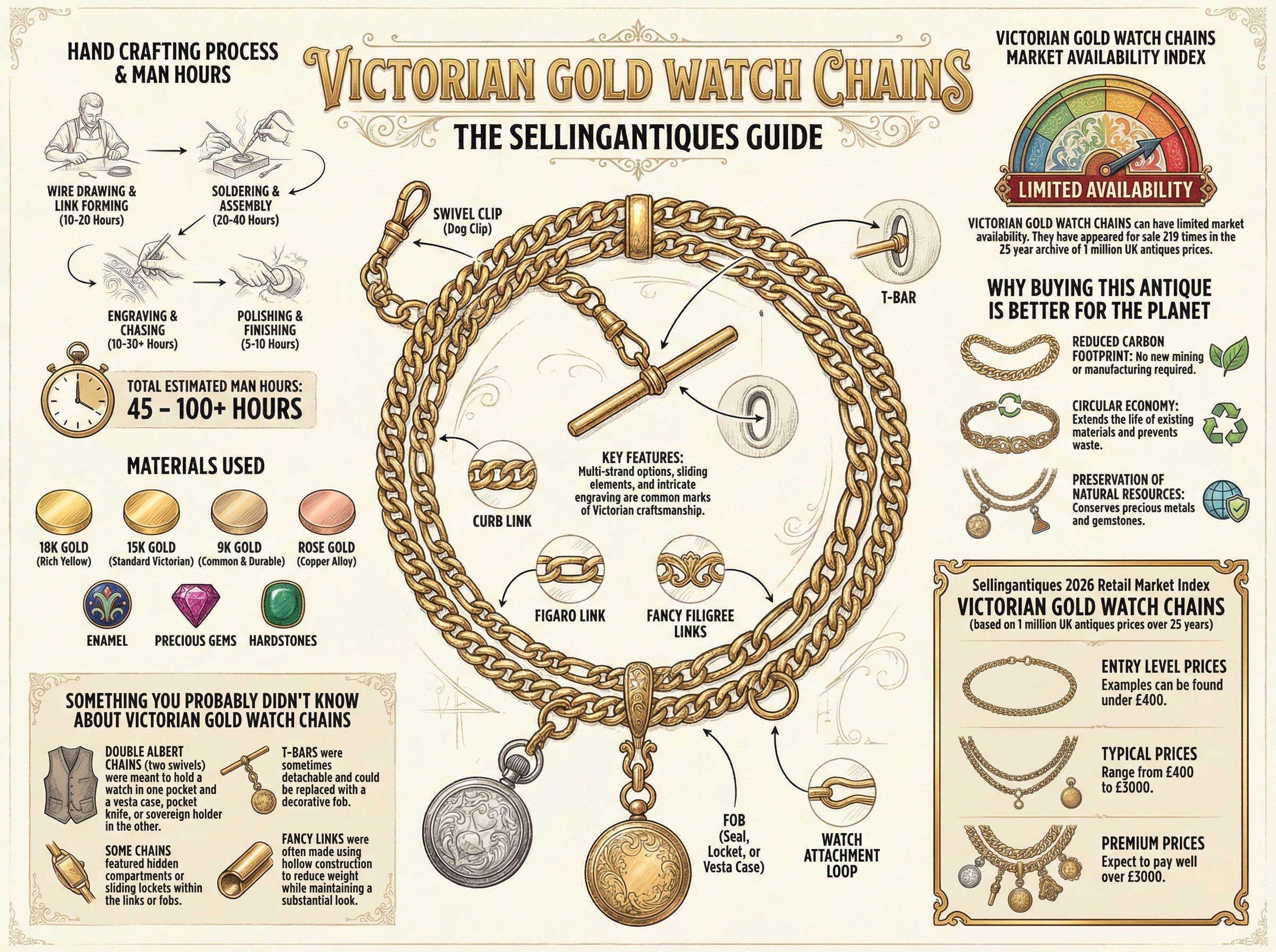 Victorian Gold Watch Chains Guide Infographic