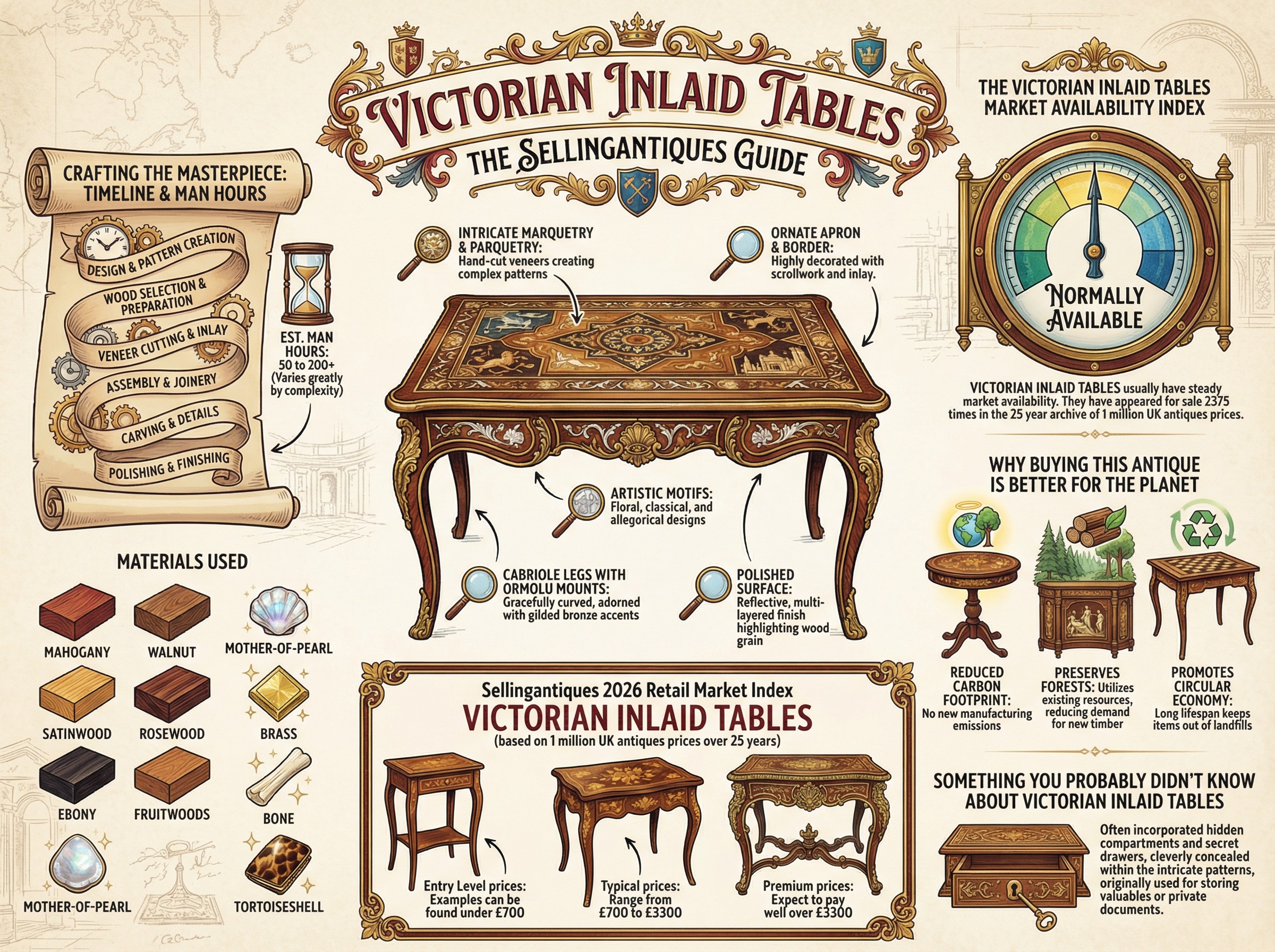 Victorian Inlaid Tables Guide Infographic