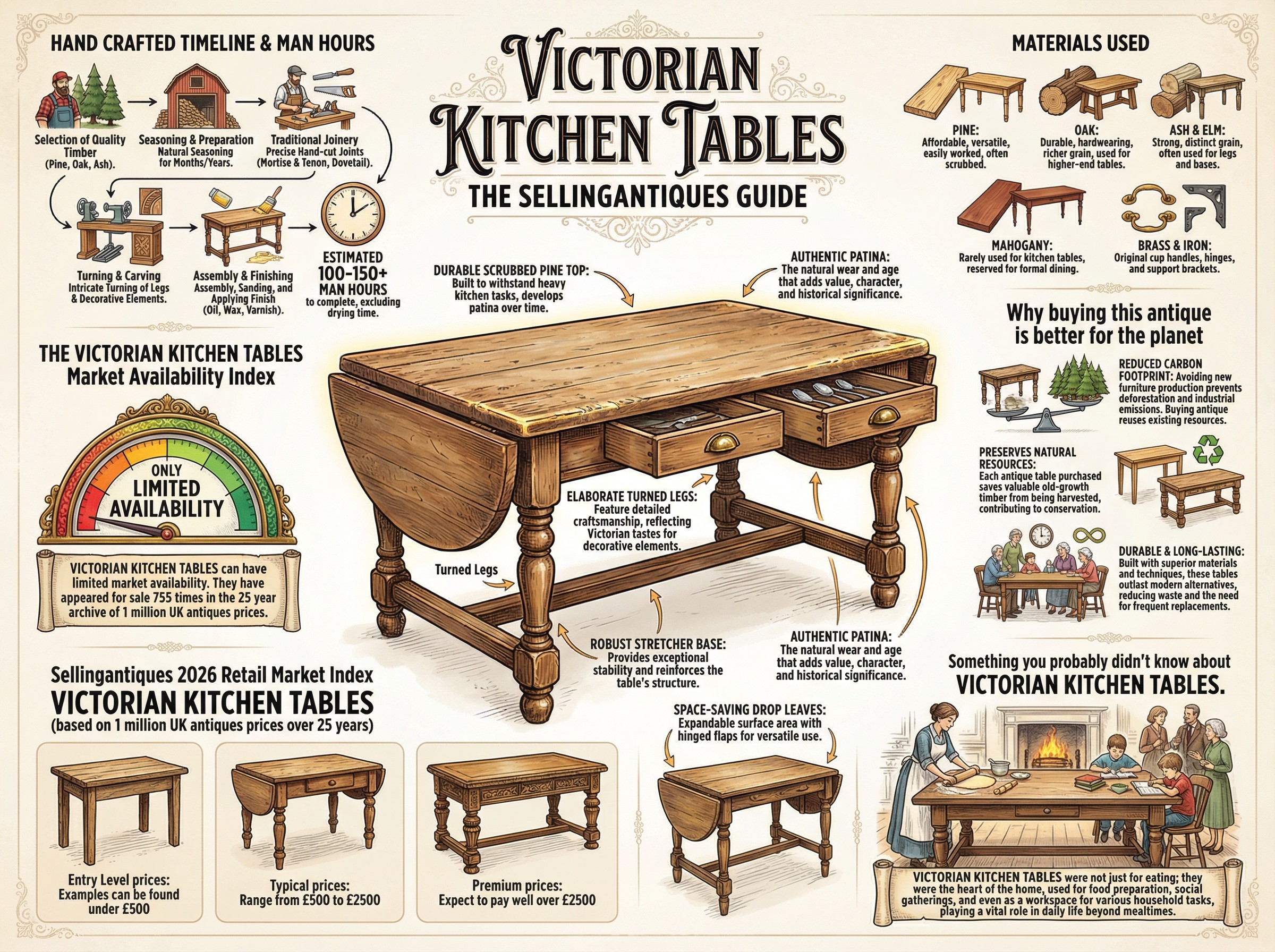Victorian Kitchen Tables Guide Infographic